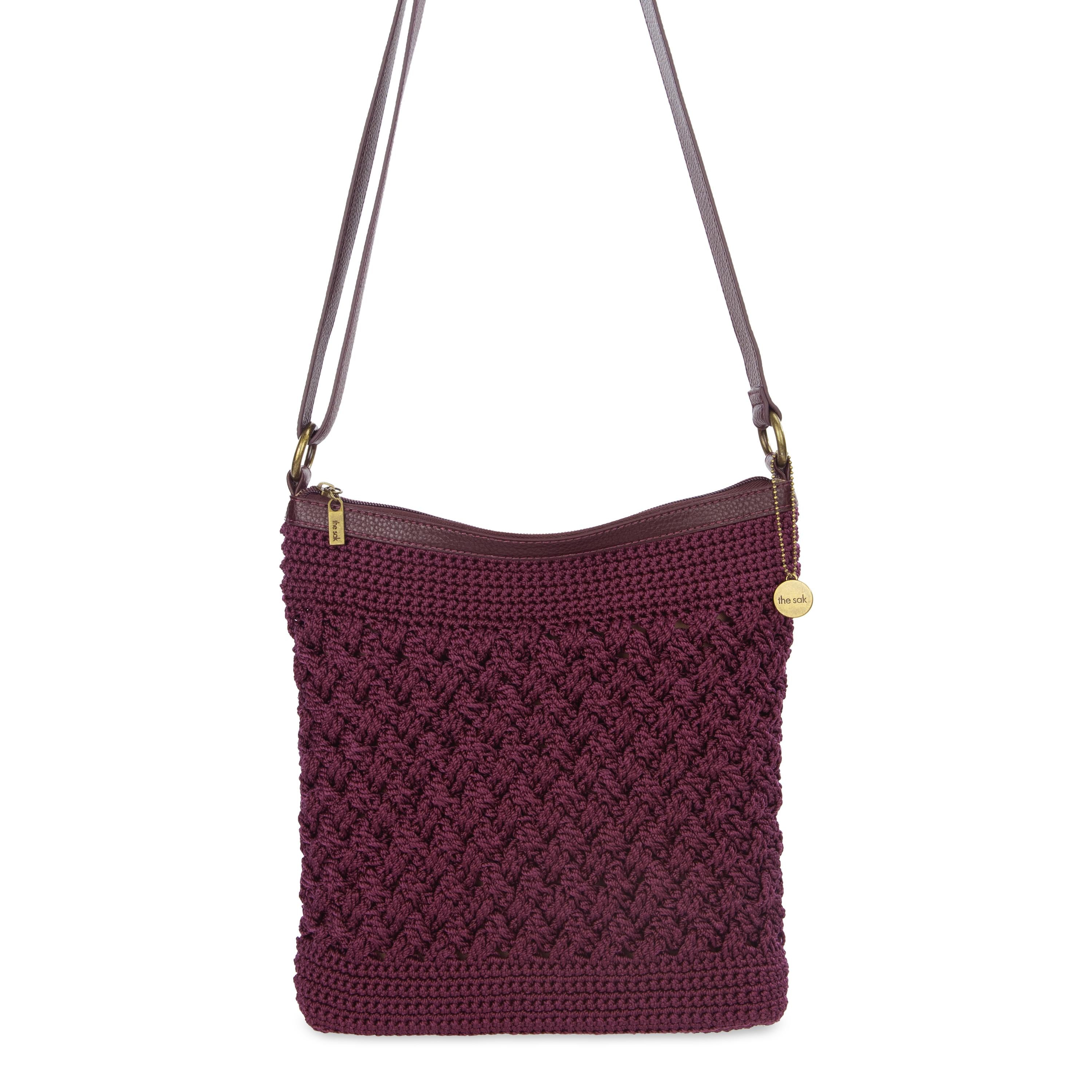 The Sak Lucia Crossbody - Hand Crochet - Black Cherry Cozy Weave