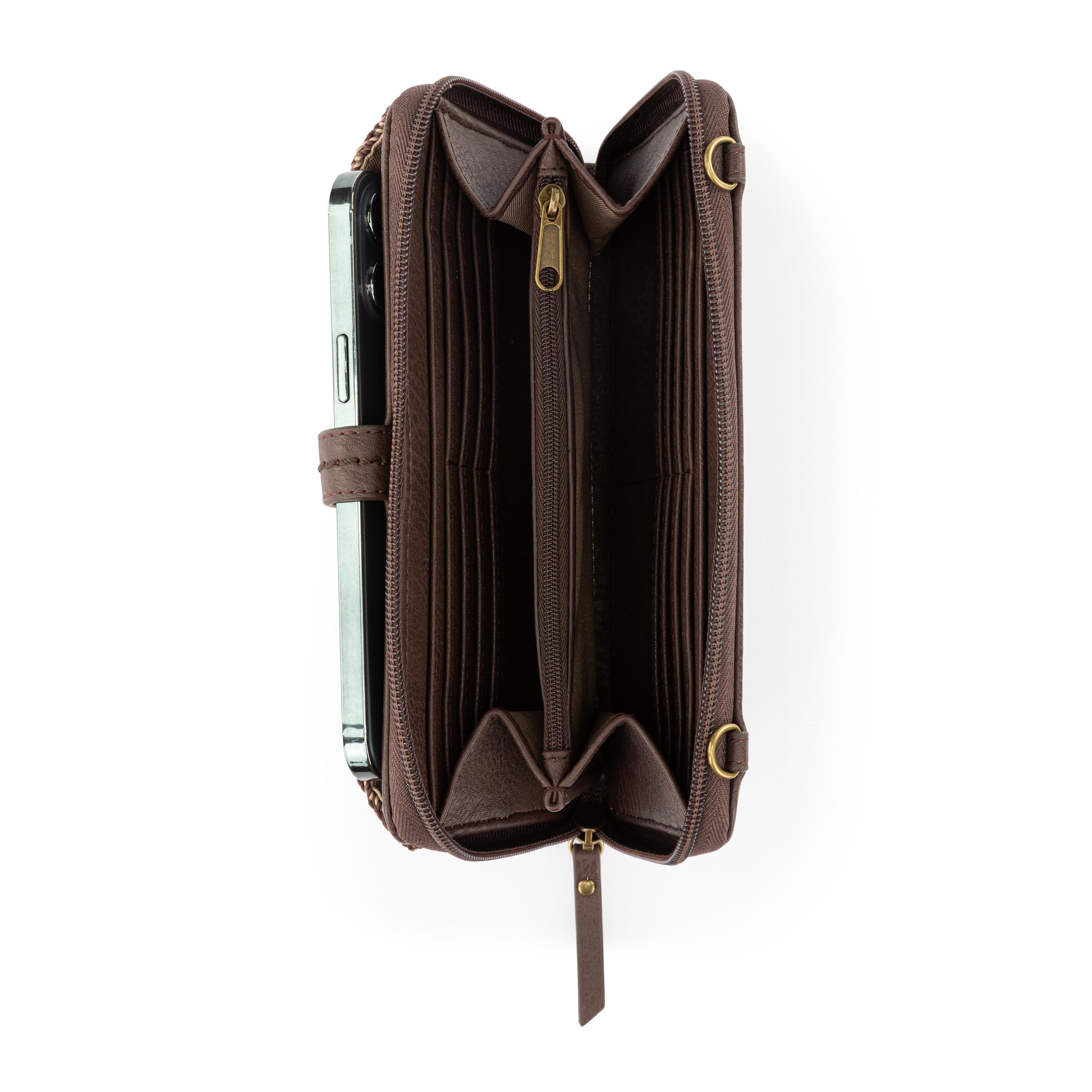 The Sak Iris Smartphone Wallet - Hand Crochet - Aspen Stripe
