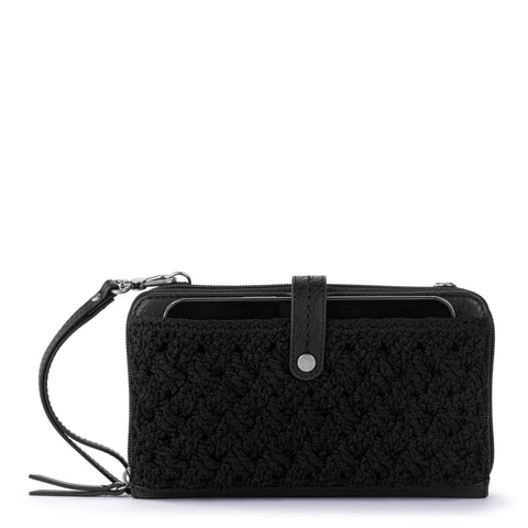 The Sak Iris Smartphone Wallet - Hand Crochet - Black Cozy Weave