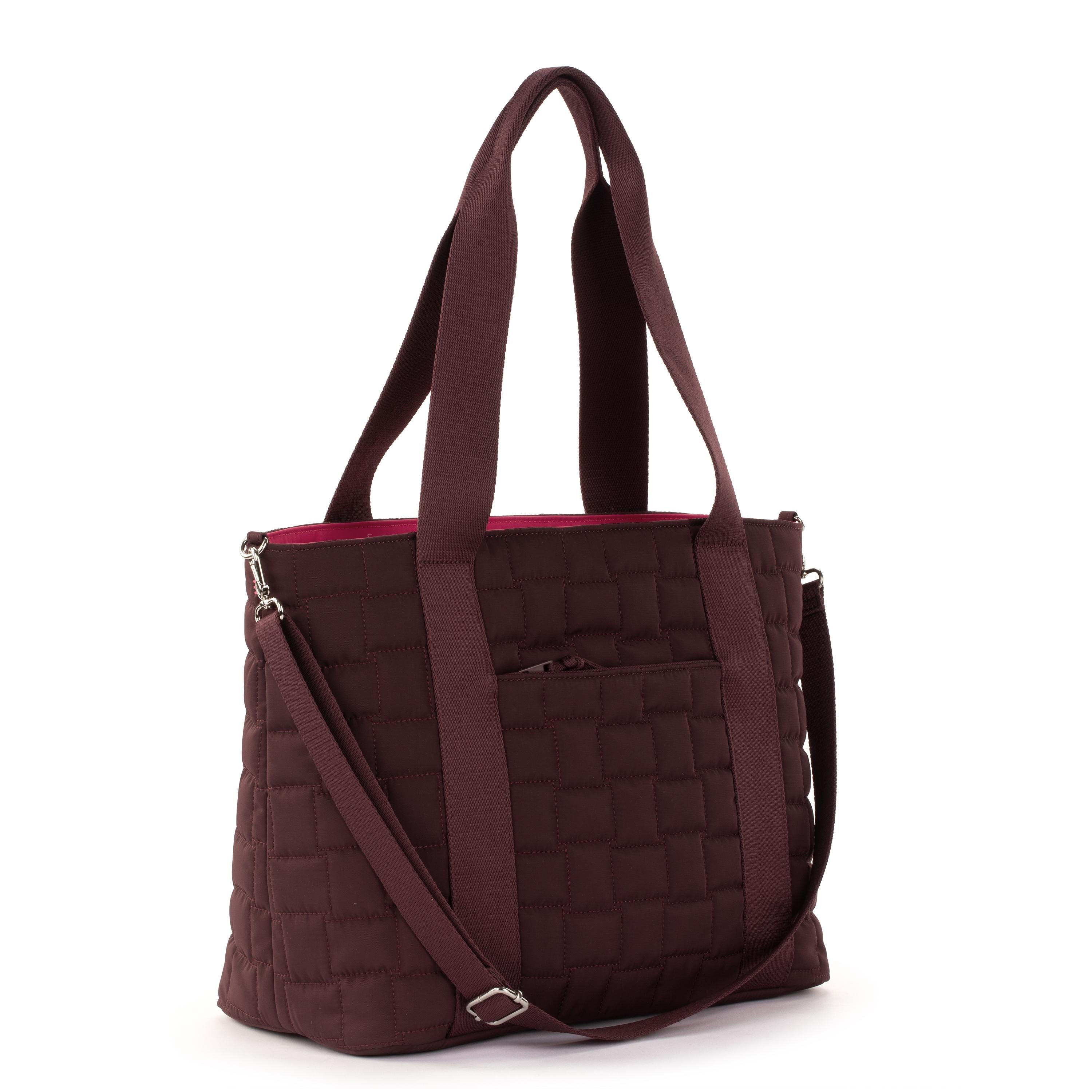 Sakroots Arlo Large Tote - EcoTwill - Black Cherry Woven Quilted
