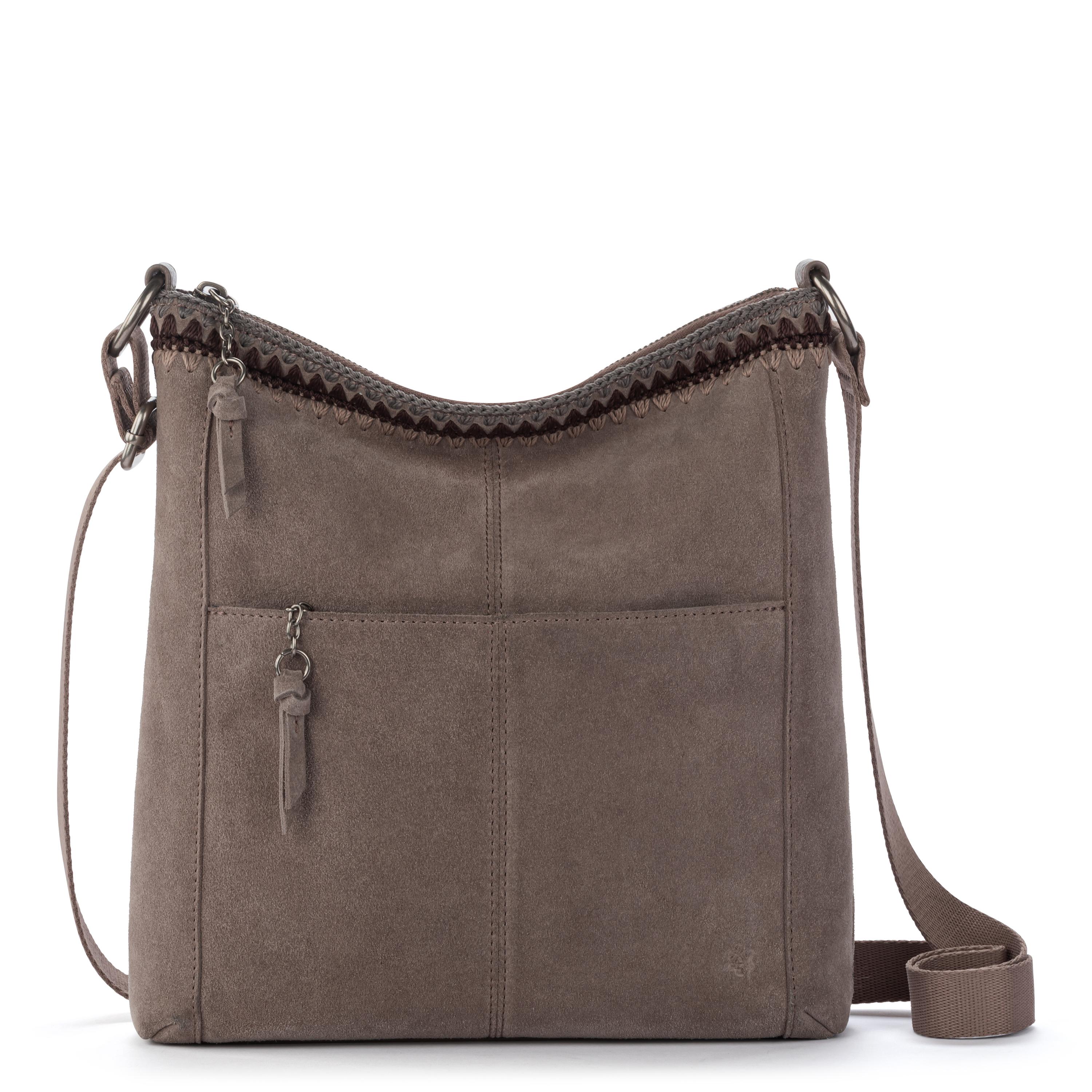 The Sak Lucia Crossbody - Leather - Mushroom Suede Blanket Stitch