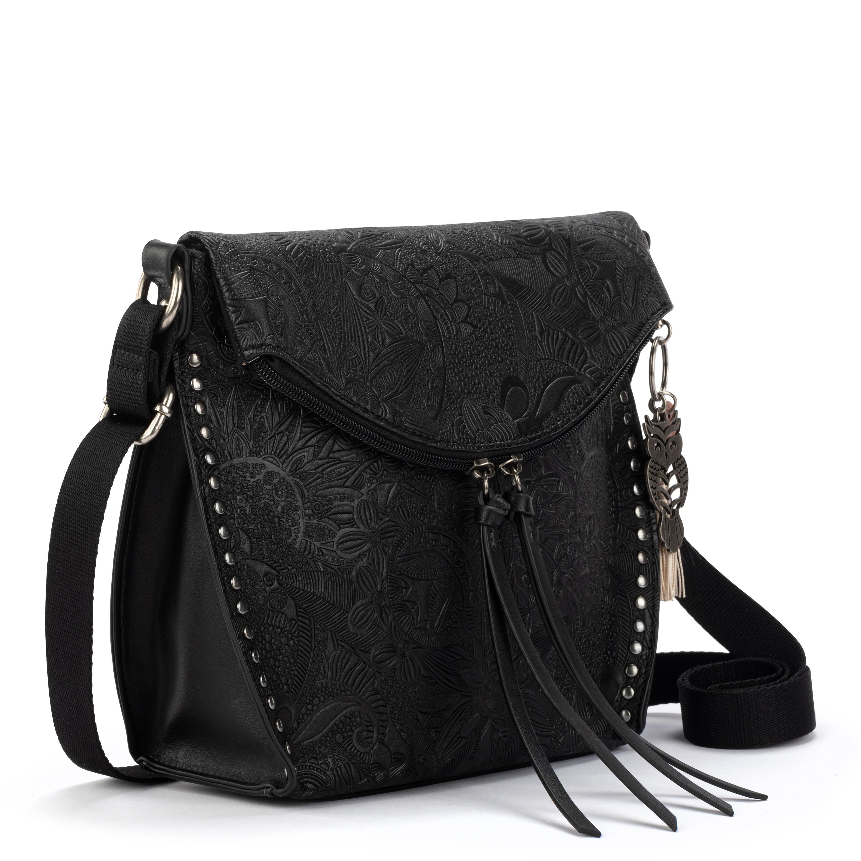Sakroots Arcadia Flap Crossbody - Vegan Leather - Black