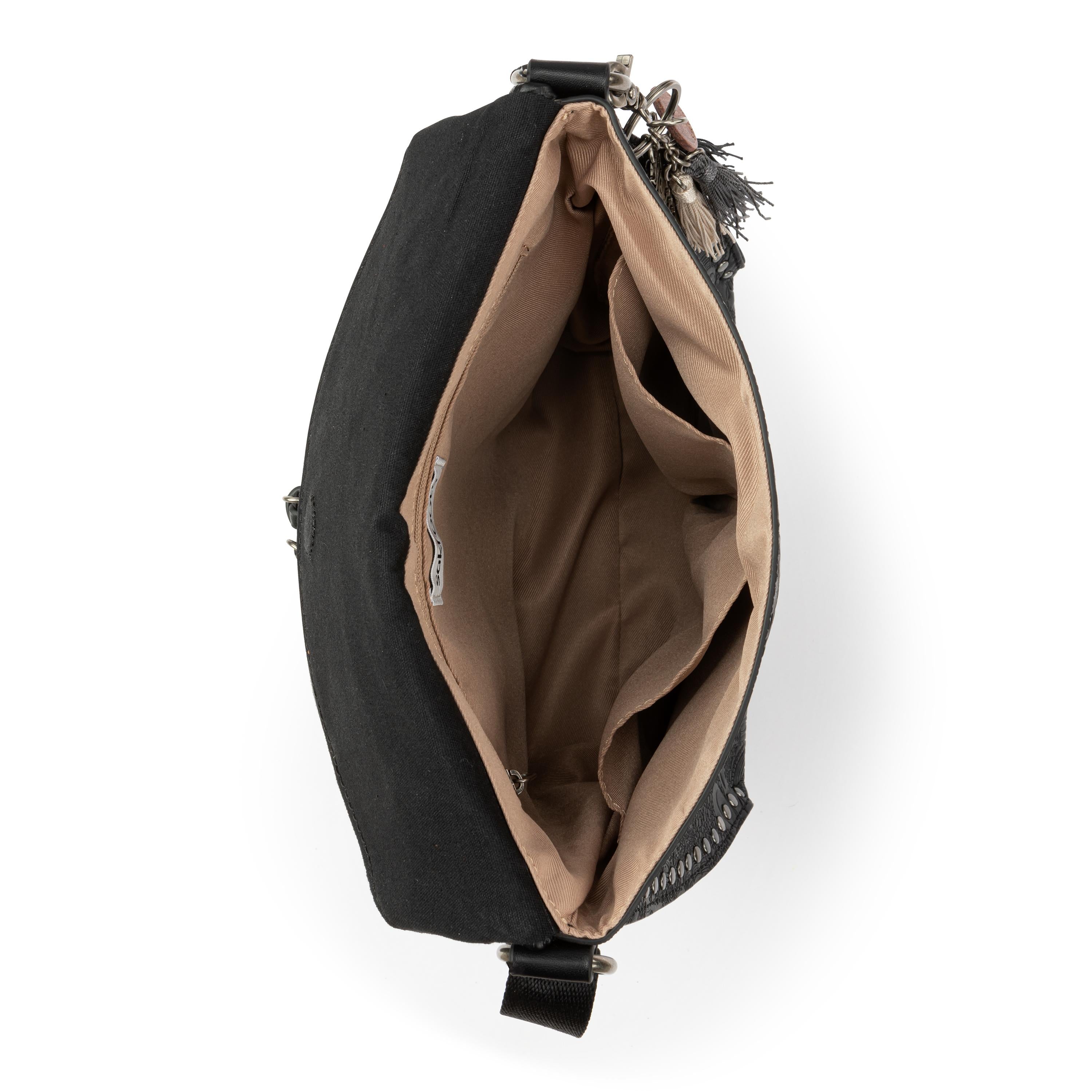 Sakroots Arcadia Flap Crossbody - Vegan Leather - Black