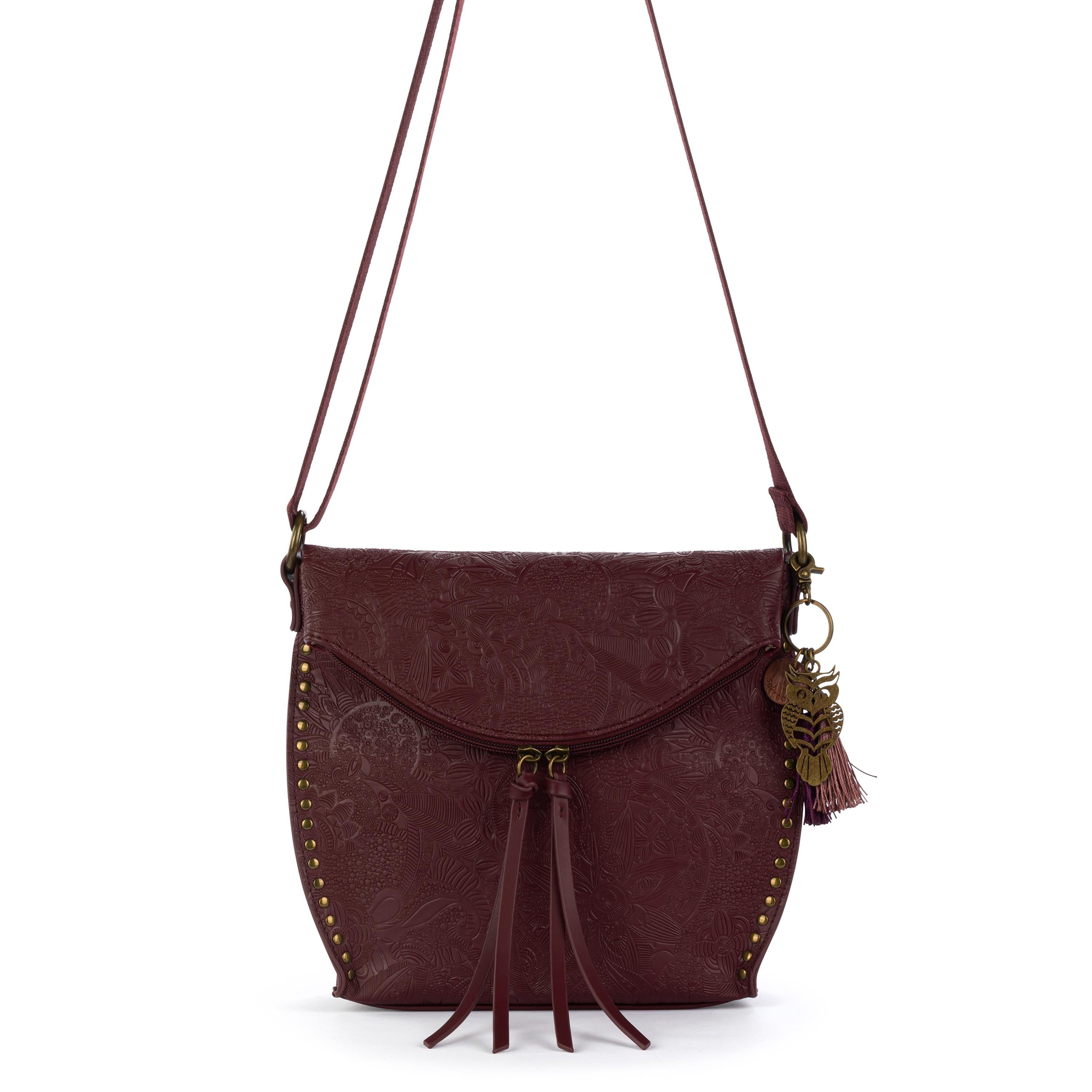 Sakroots Arcadia Flap Crossbody - Vegan Leather - Black Cherry