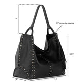 The Sak Los Feliz Large Tote - Leather - Black Silver Stud