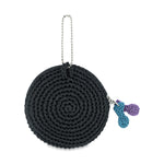 The Sak Circle Coin Pouch - Hand Crochet - Black Vinyl
