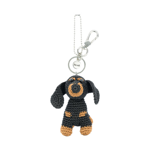 The Sak Yarnicharmz Dangle - Hand Crochet - Black Dachshund