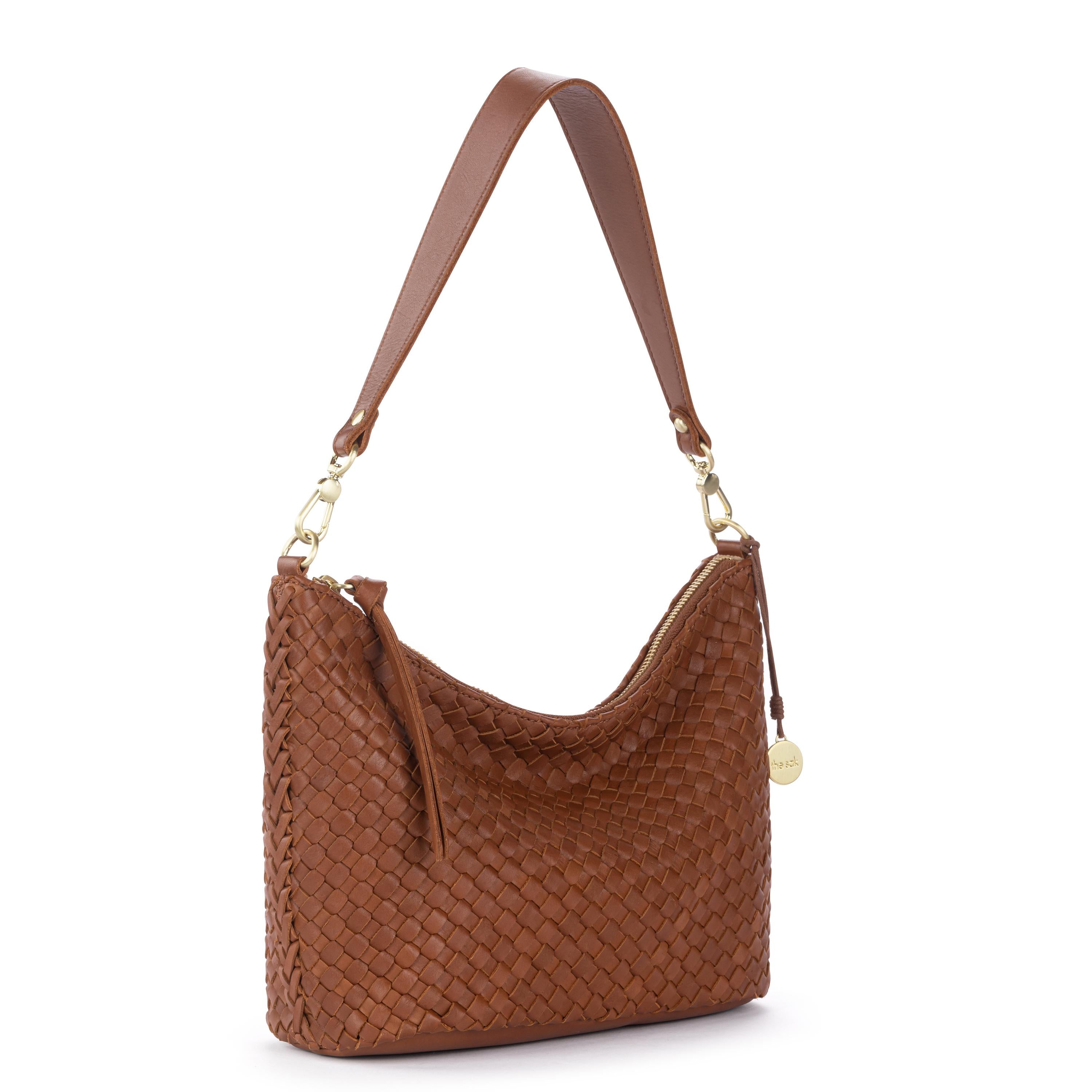 The Sak Juniper Small Hobo - Leather - Woven Cognac