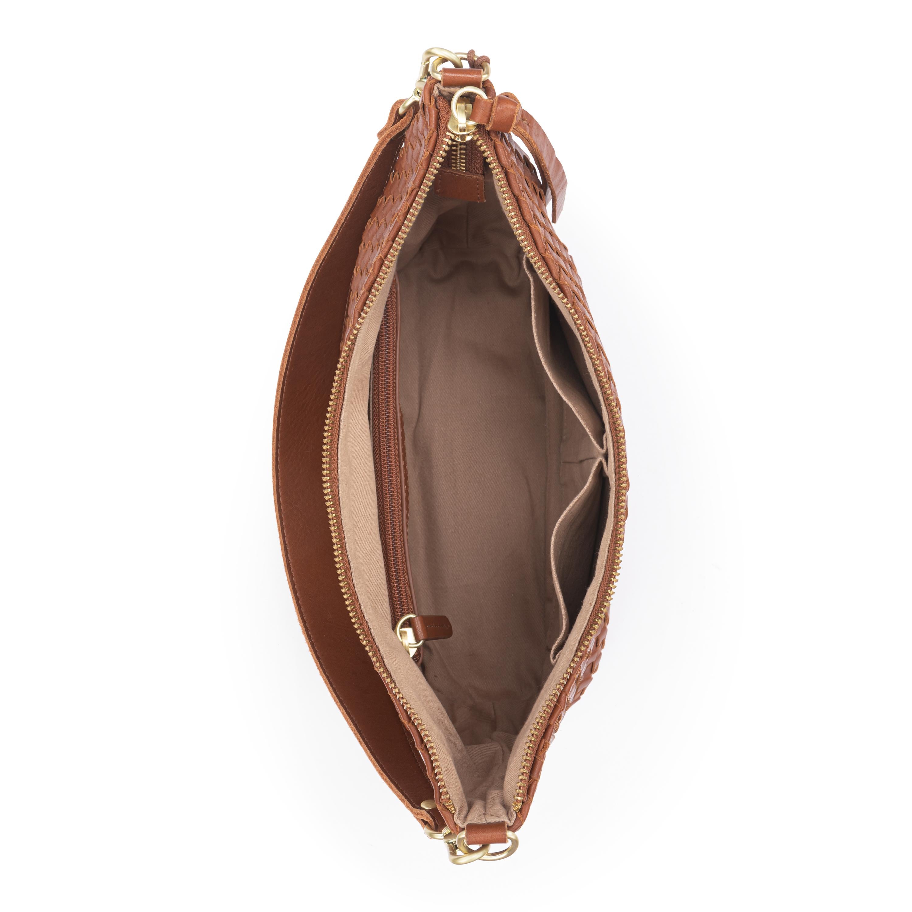 The Sak Juniper Small Hobo - Leather - Woven Cognac