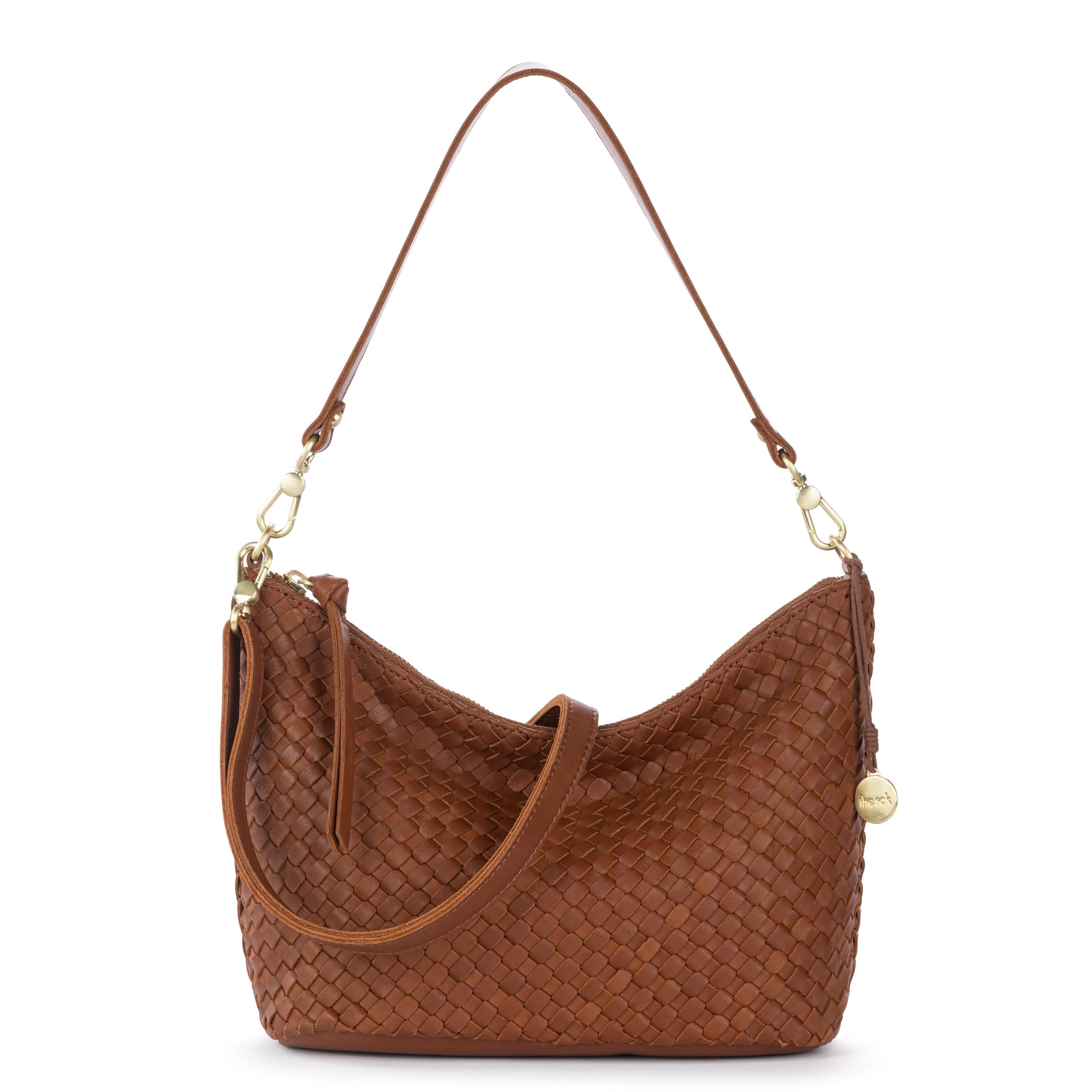 The Sak Juniper Small Hobo - Leather - Woven Cognac