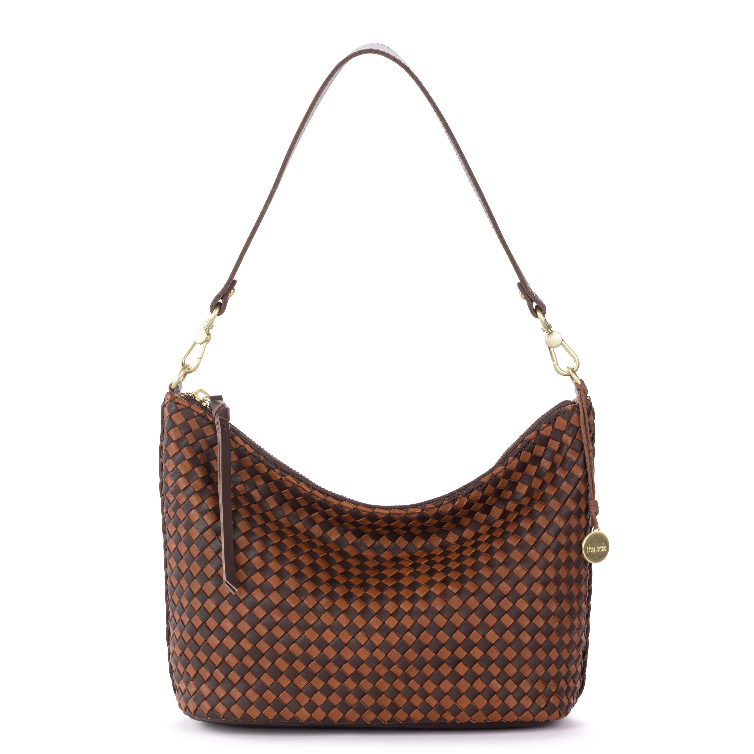 The Sak Juniper Small Hobo - Leather - Woven Mahogany Cognac