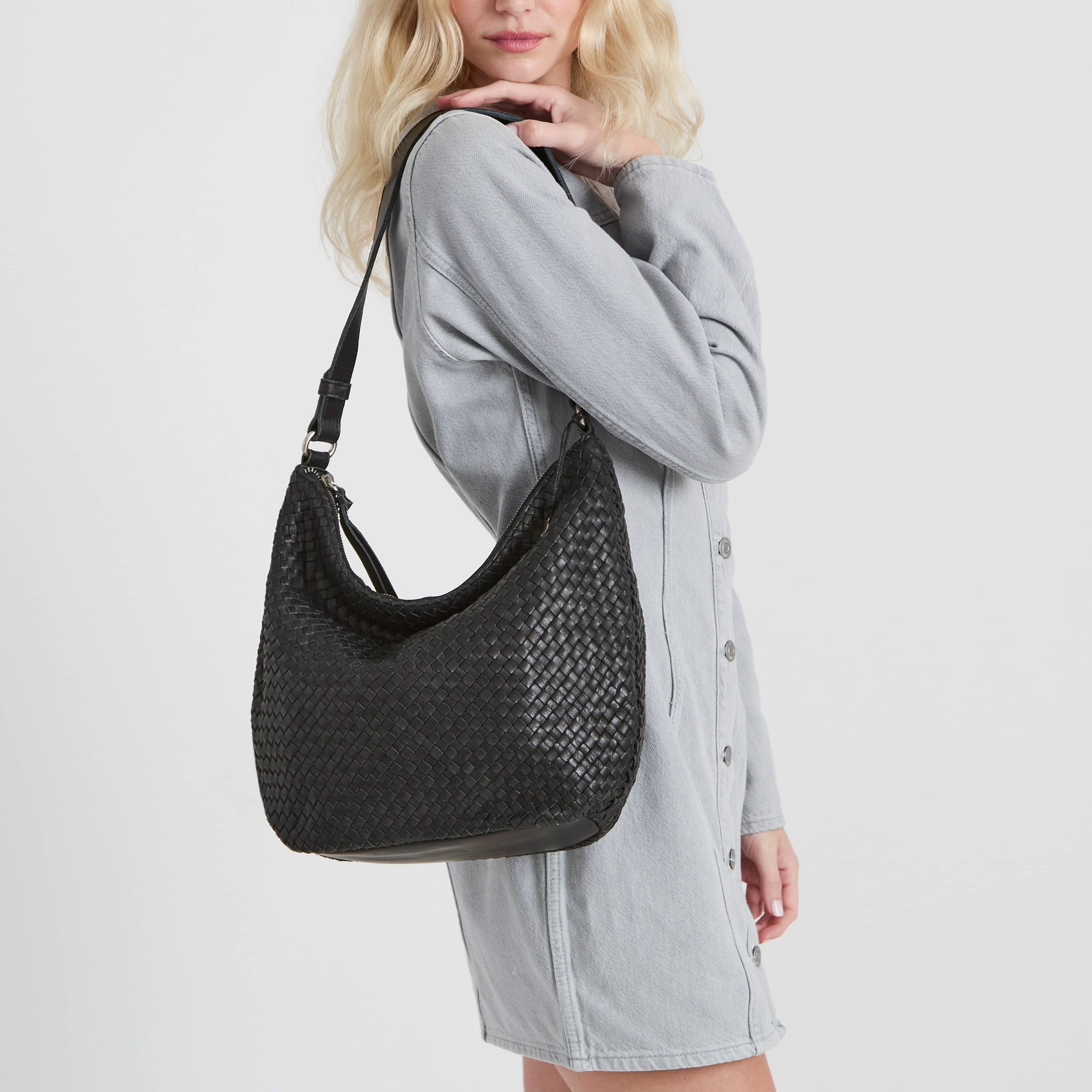 The Sak Sequoia Hobo - Leather - Woven Black