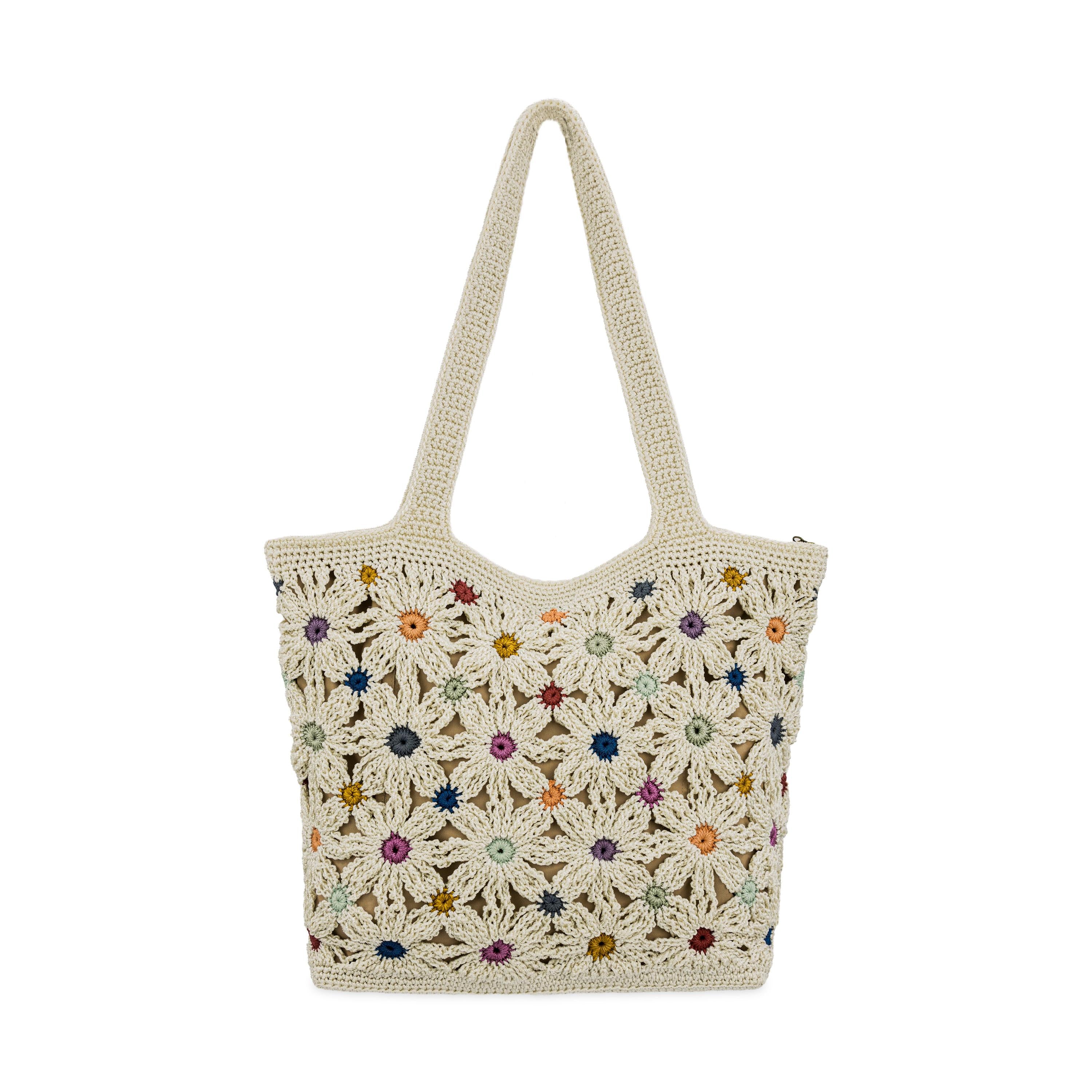 The Sak Sola Carryall Tote - Hand Crochet - Natural Multi Flowers