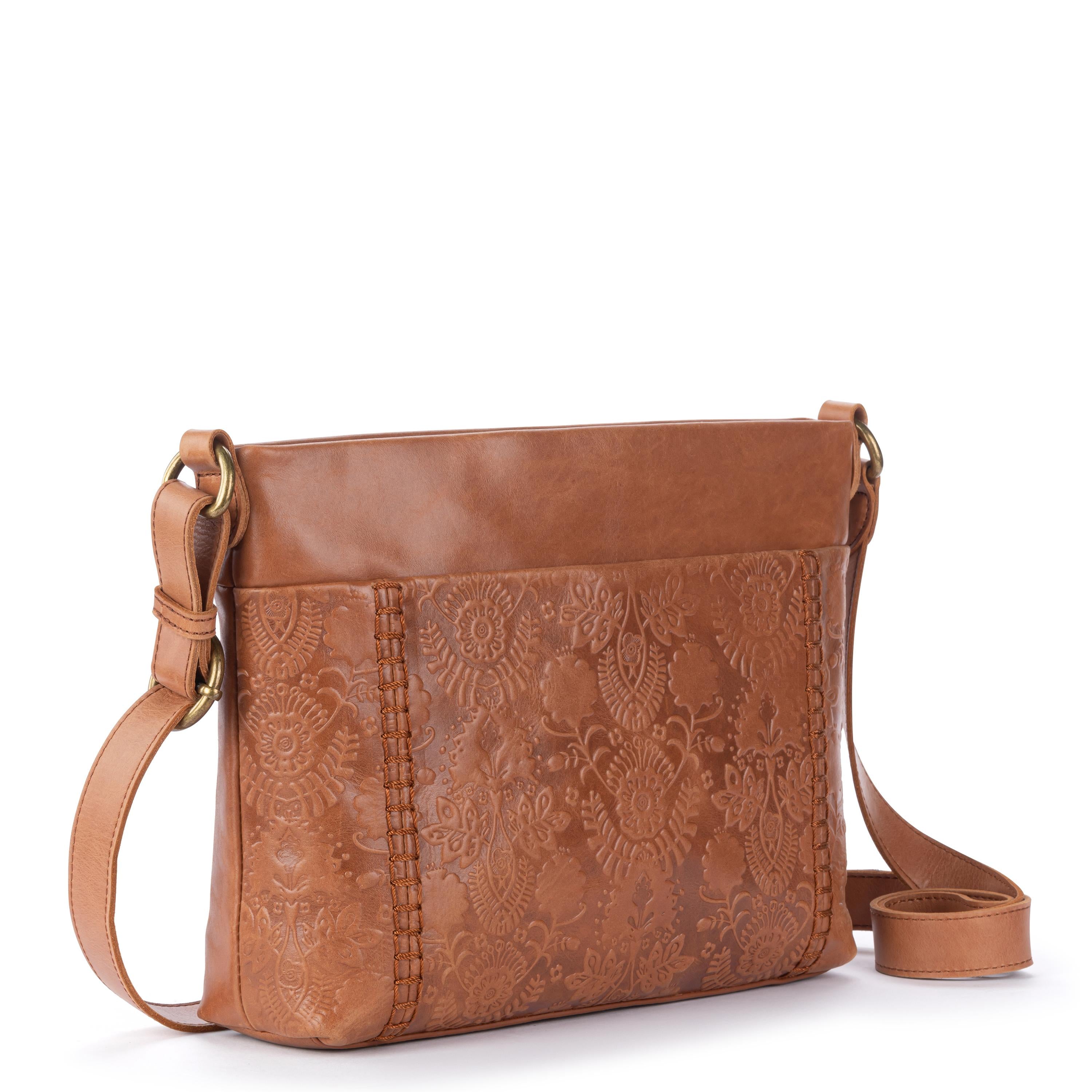 The Sak Melrose Leather Soft Crossbody - Leather - Tobacco Floral Emboss