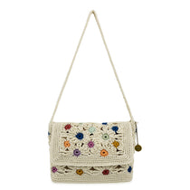 The Sak Marlow Flap Shoulder Bag - Hand Crochet - Natural Multi Flowers