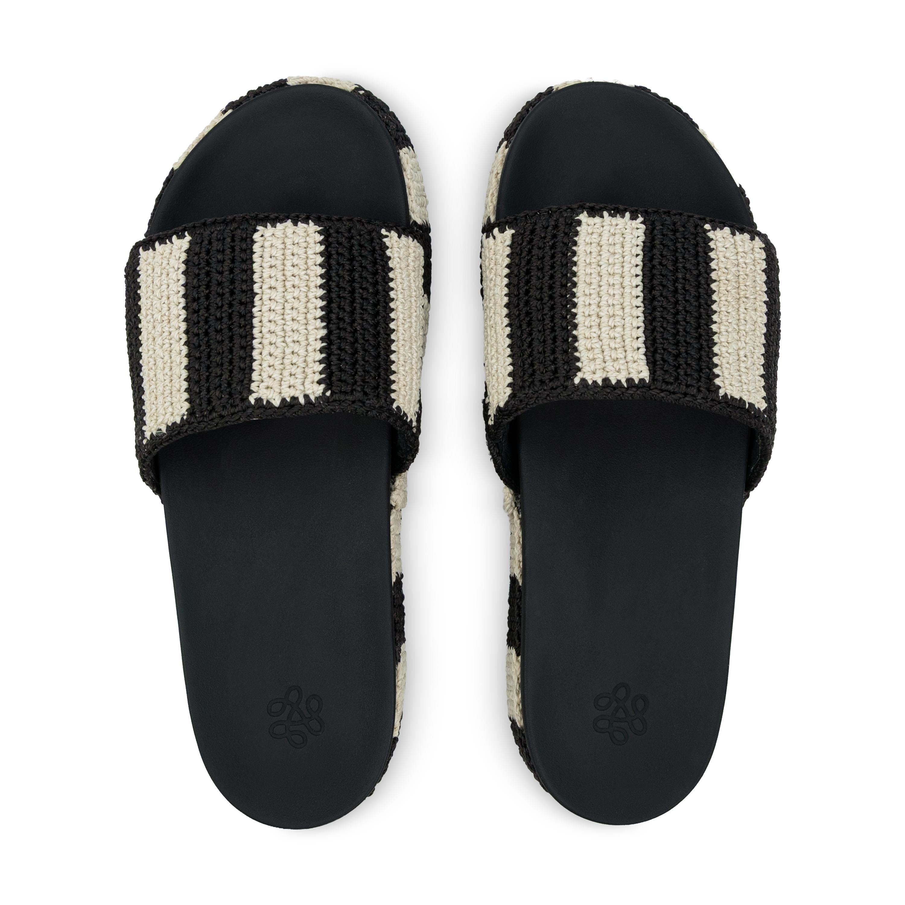 The Sak Olivia Platform Sandal - Hand Crochet - Black Stripe