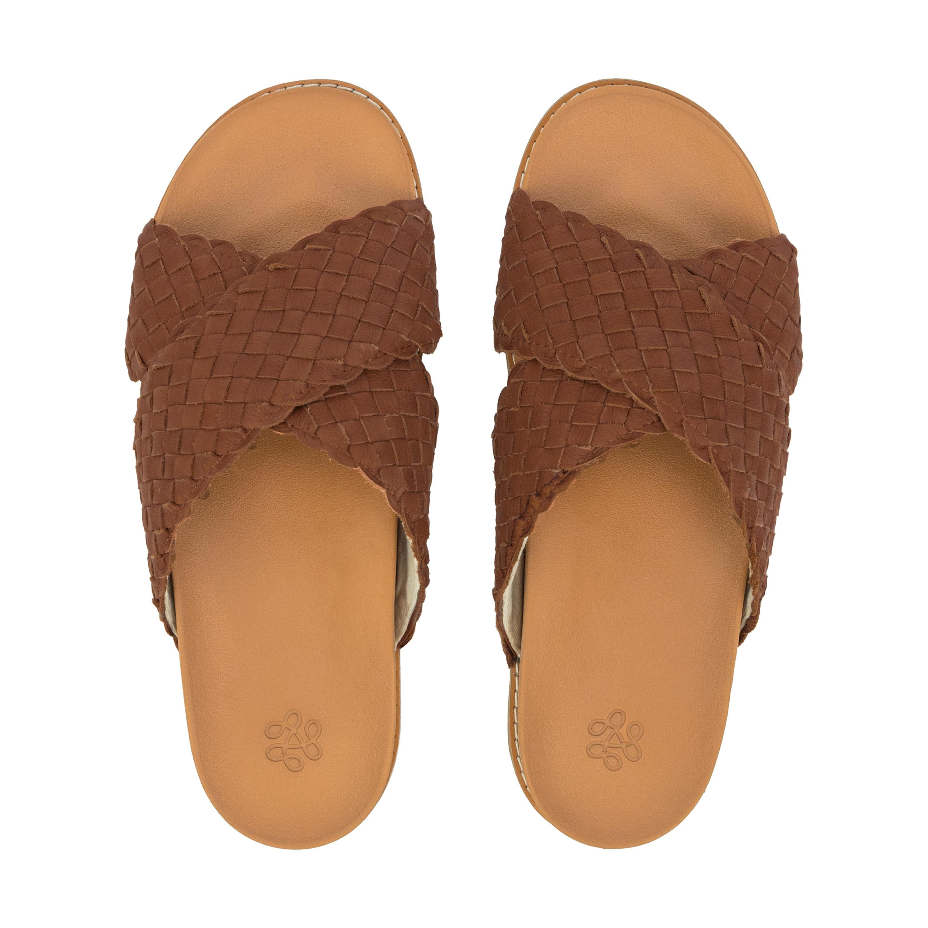 The Sak Penelope Sandal - Leather - Cognac Woven
