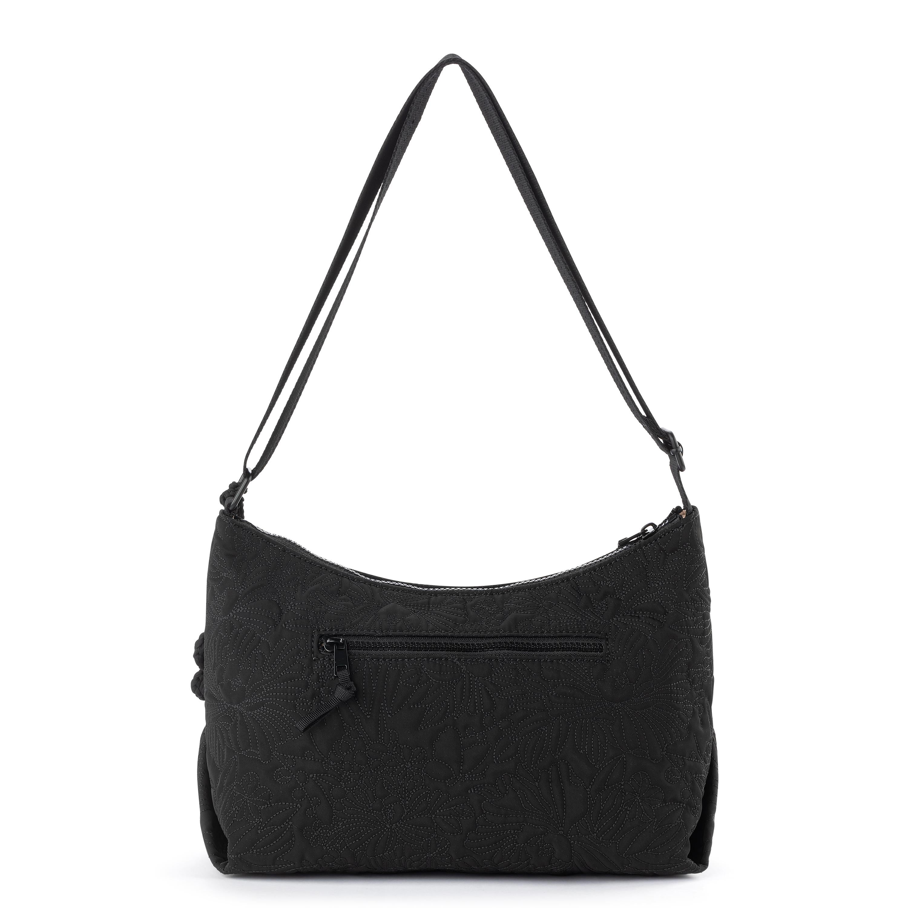 Sakroots Banyan Hobo - EcoTwill - Black Flower Blossom Quilted