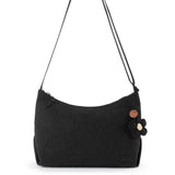 Sakroots Banyan Hobo - EcoTwill - Black Flower Blossom Quilted