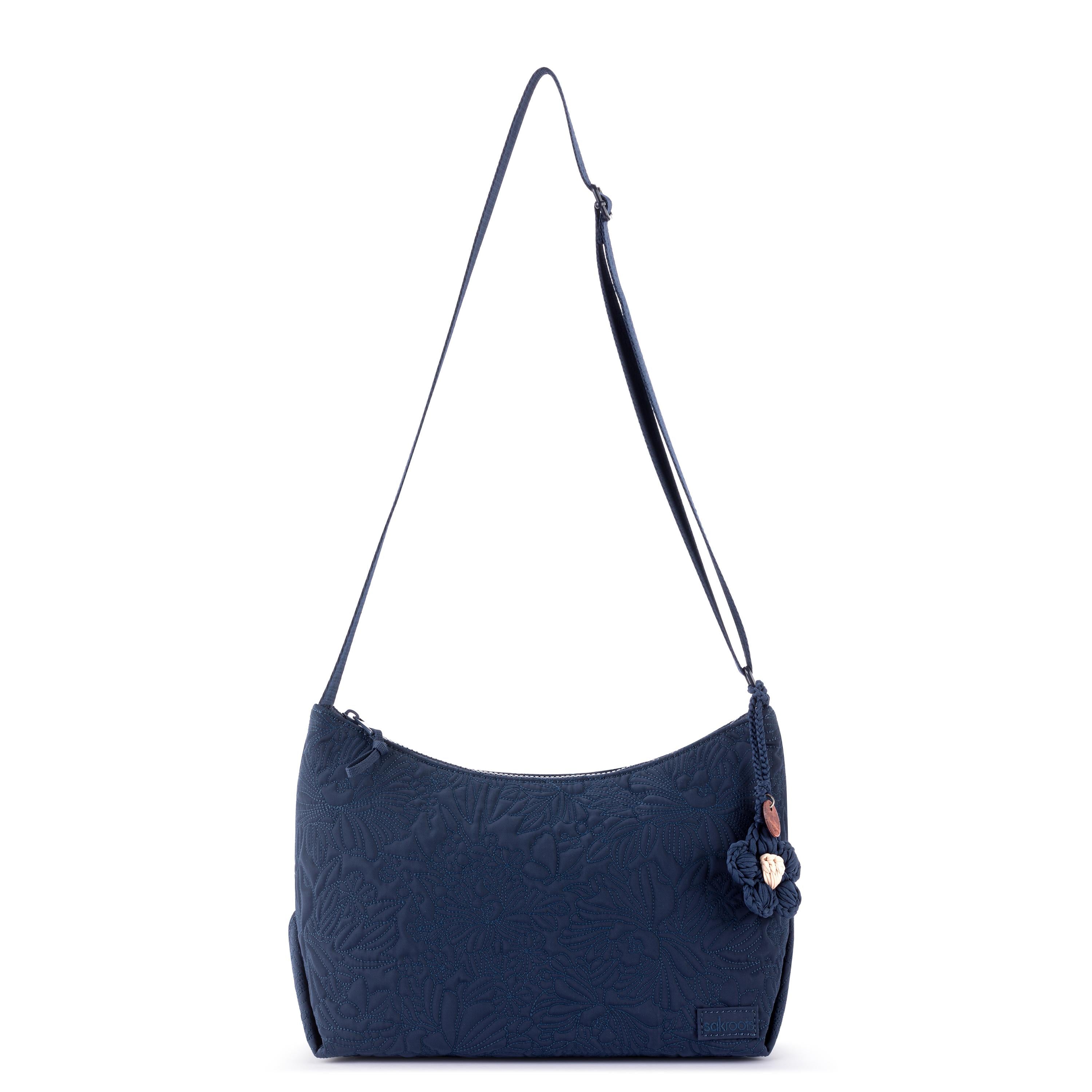 Sakroots Banyan Hobo - EcoTwill - Navy Flower Blossom Quilted