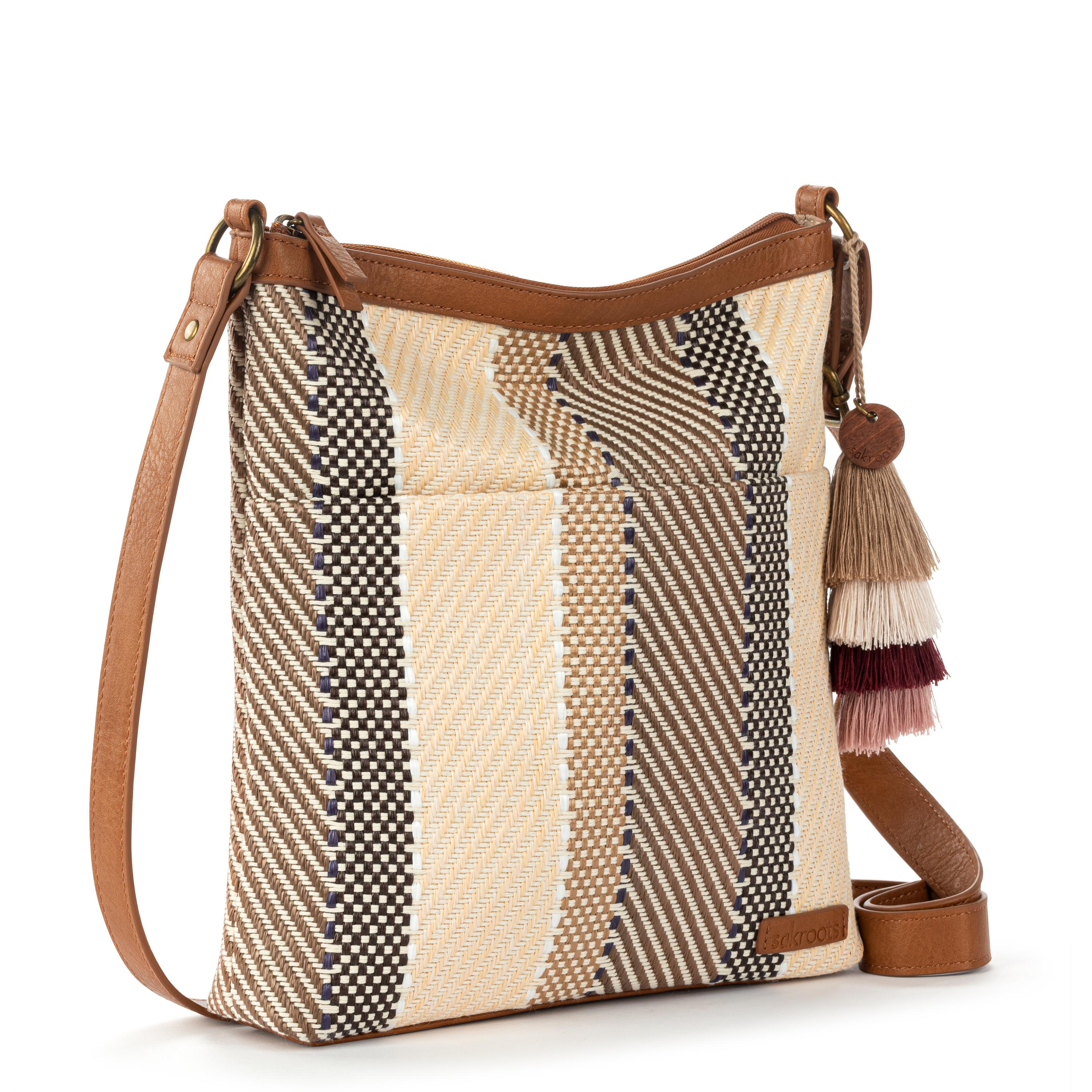 Sakroots Banyan Basic Crossbody - Straw - Tobacco Batik Woven