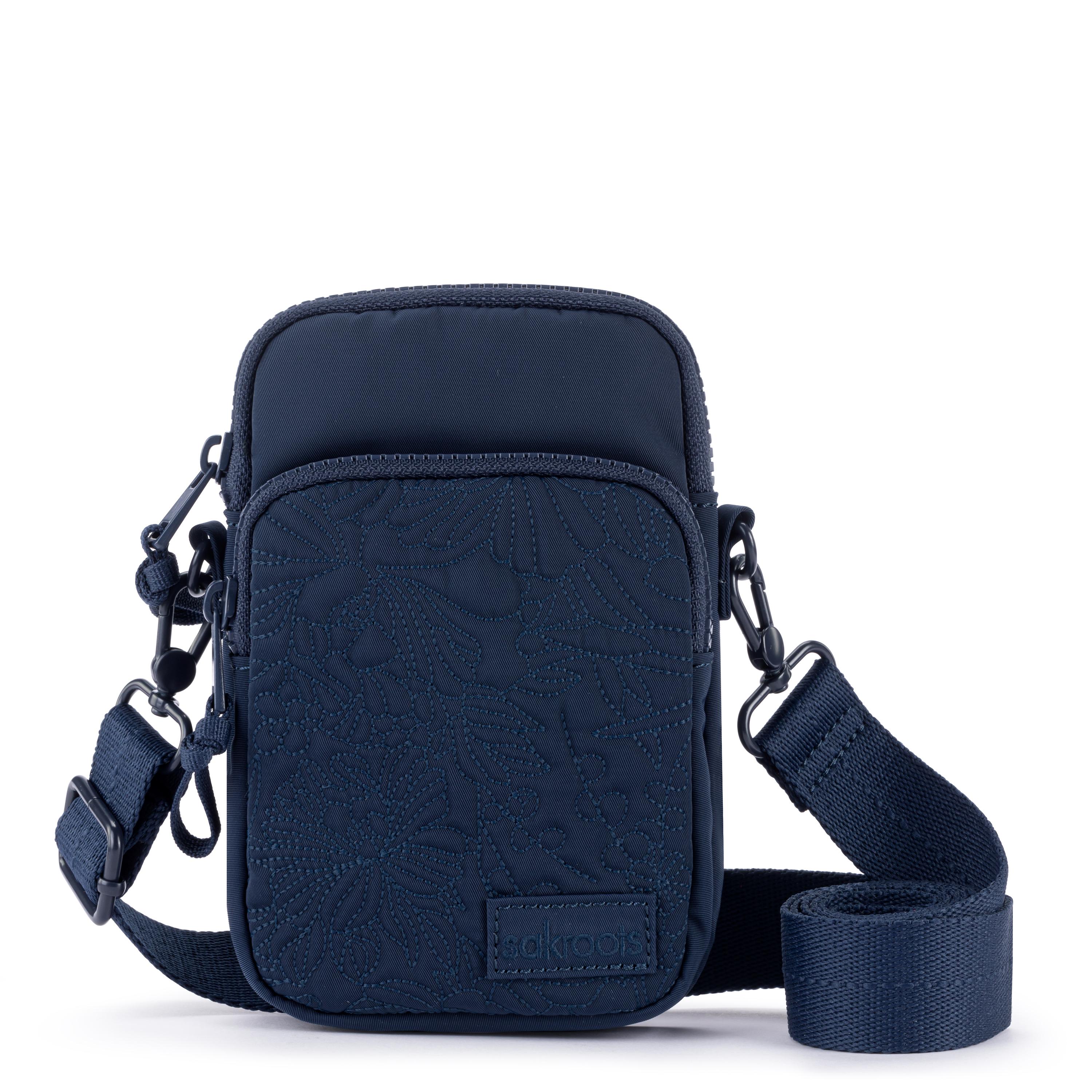 Sakroots Koa Smartphone Crossbody - EcoTwill - Navy Flower Blossom Quilted