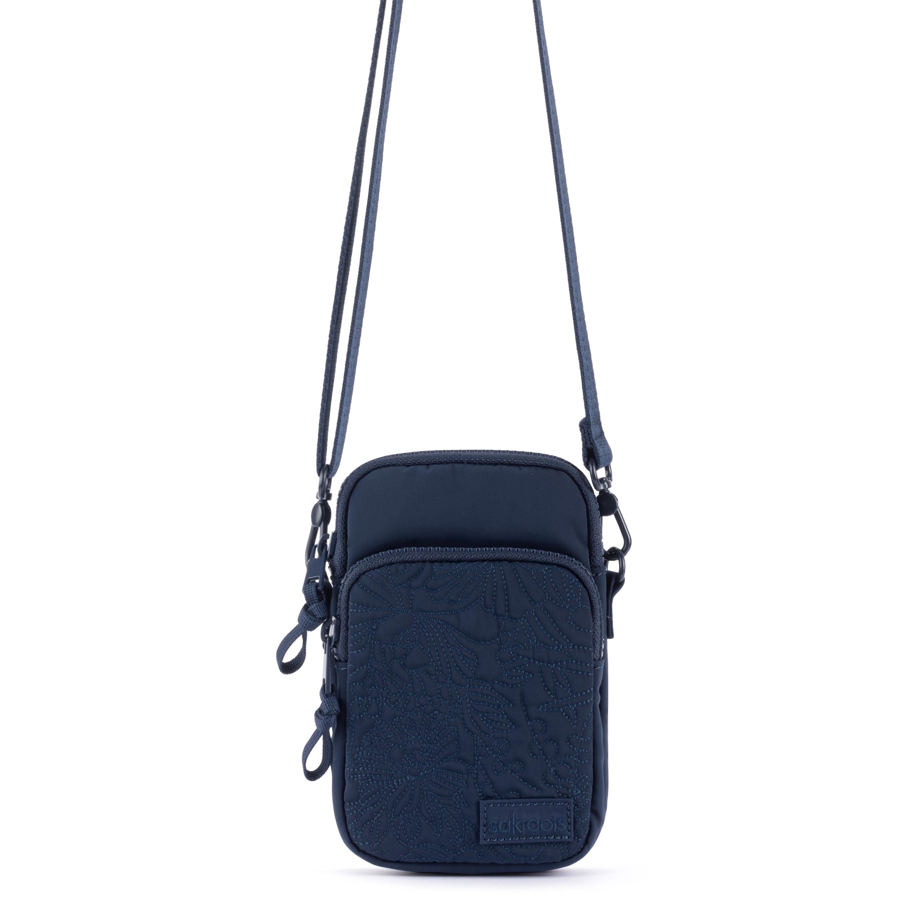 Sakroots Koa Smartphone Crossbody - EcoTwill - Navy Flower Blossom Quilted