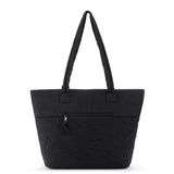 Sakroots Banyan Shoulder Tote - EcoTwill - Black Flower Blossom Quilted