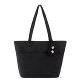 Sakroots Banyan Shoulder Tote - EcoTwill - Black Flower Blossom Quilted