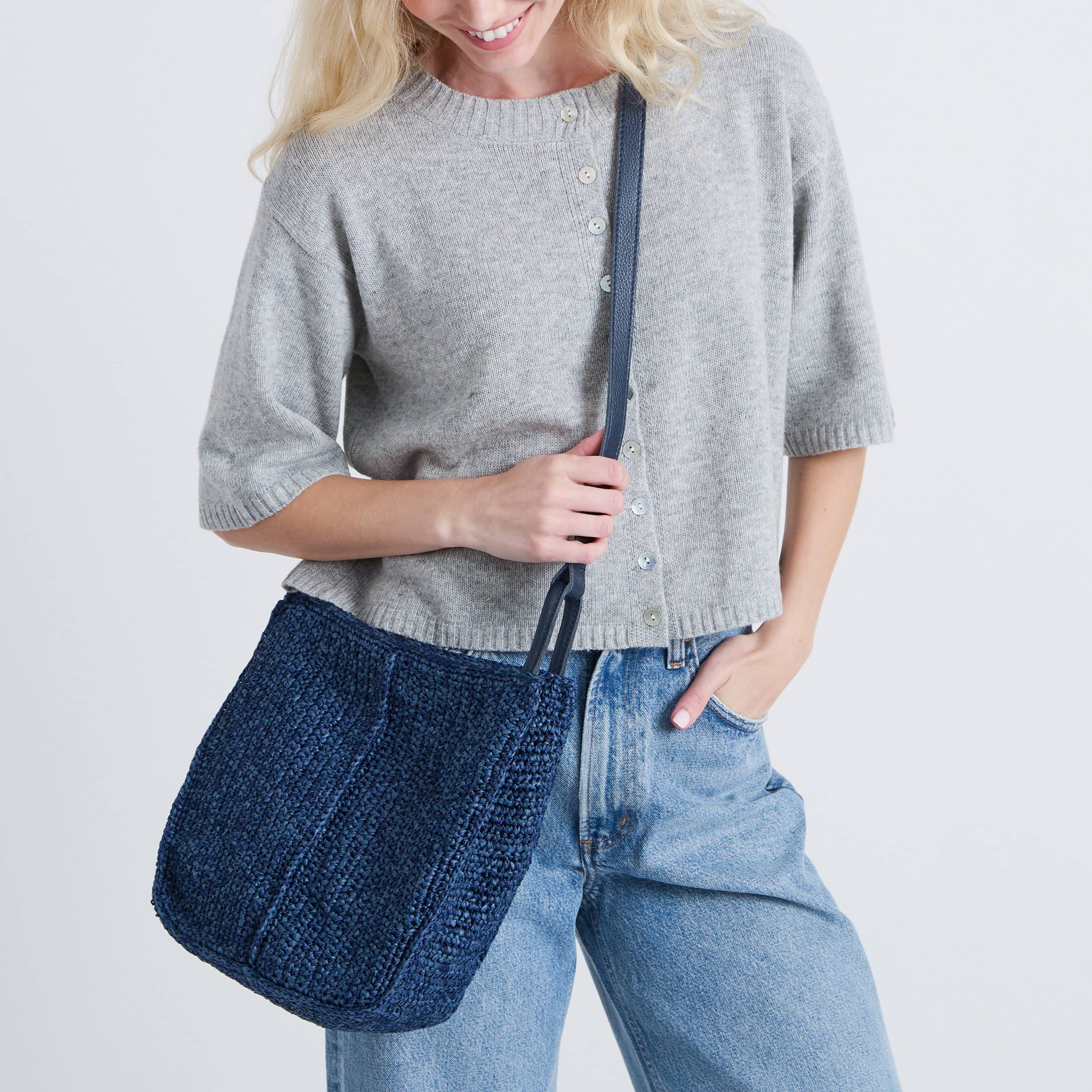 The Sak Los Feliz Crossbody - Hand Crochet - Denim Tonal Straw
