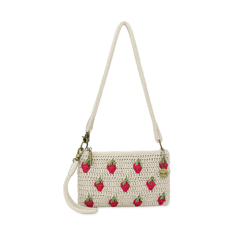 The Sak Vita Convertible Wristlet - Hand Crochet - Natural Strawberries