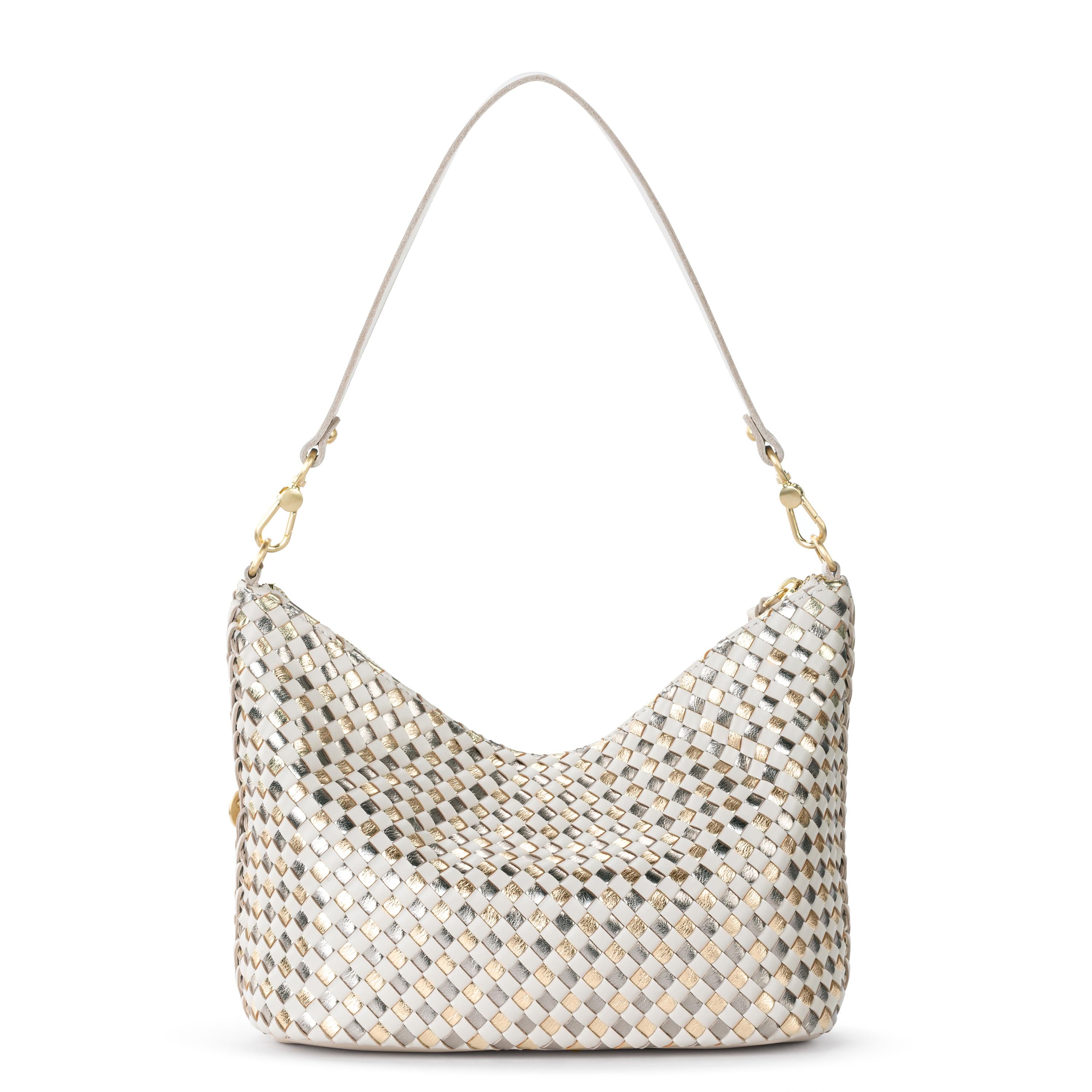 The Sak Juniper Small Hobo - Leather - Stone Metallic Woven