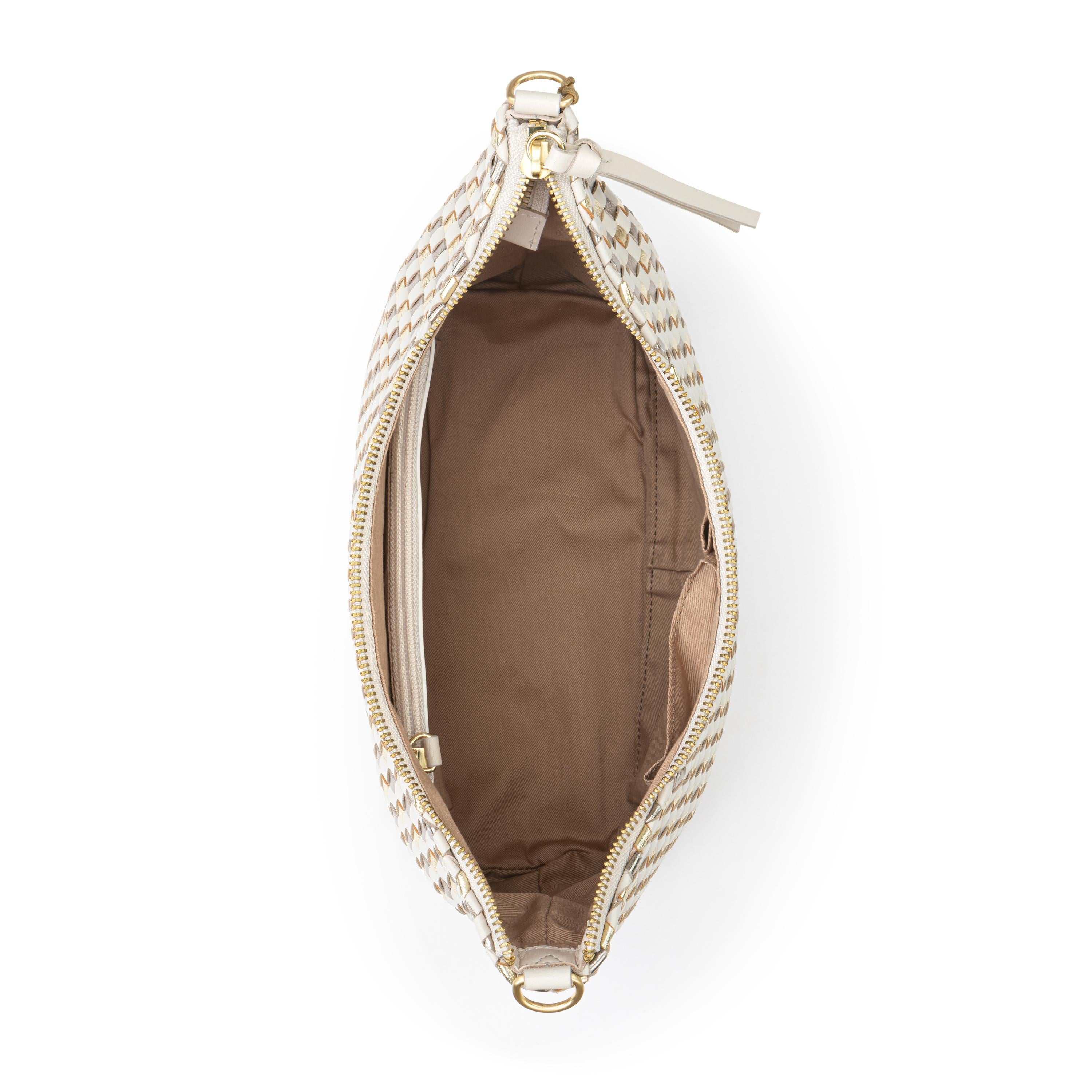 The Sak Juniper Small Hobo - Leather - Stone Metallic Woven