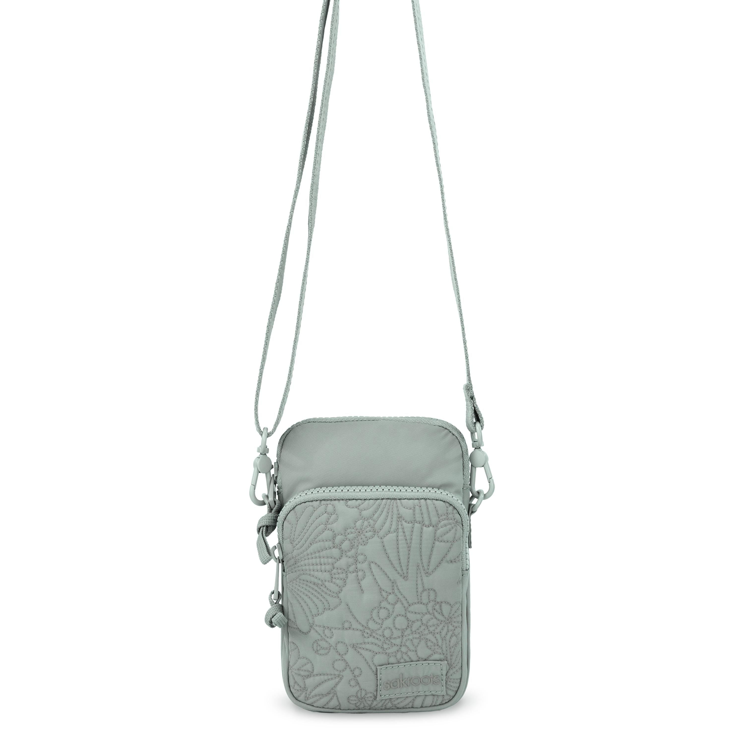 Sakroots Koa Smartphone Crossbody - EcoTwill - Sage Flower Blossom Quilted
