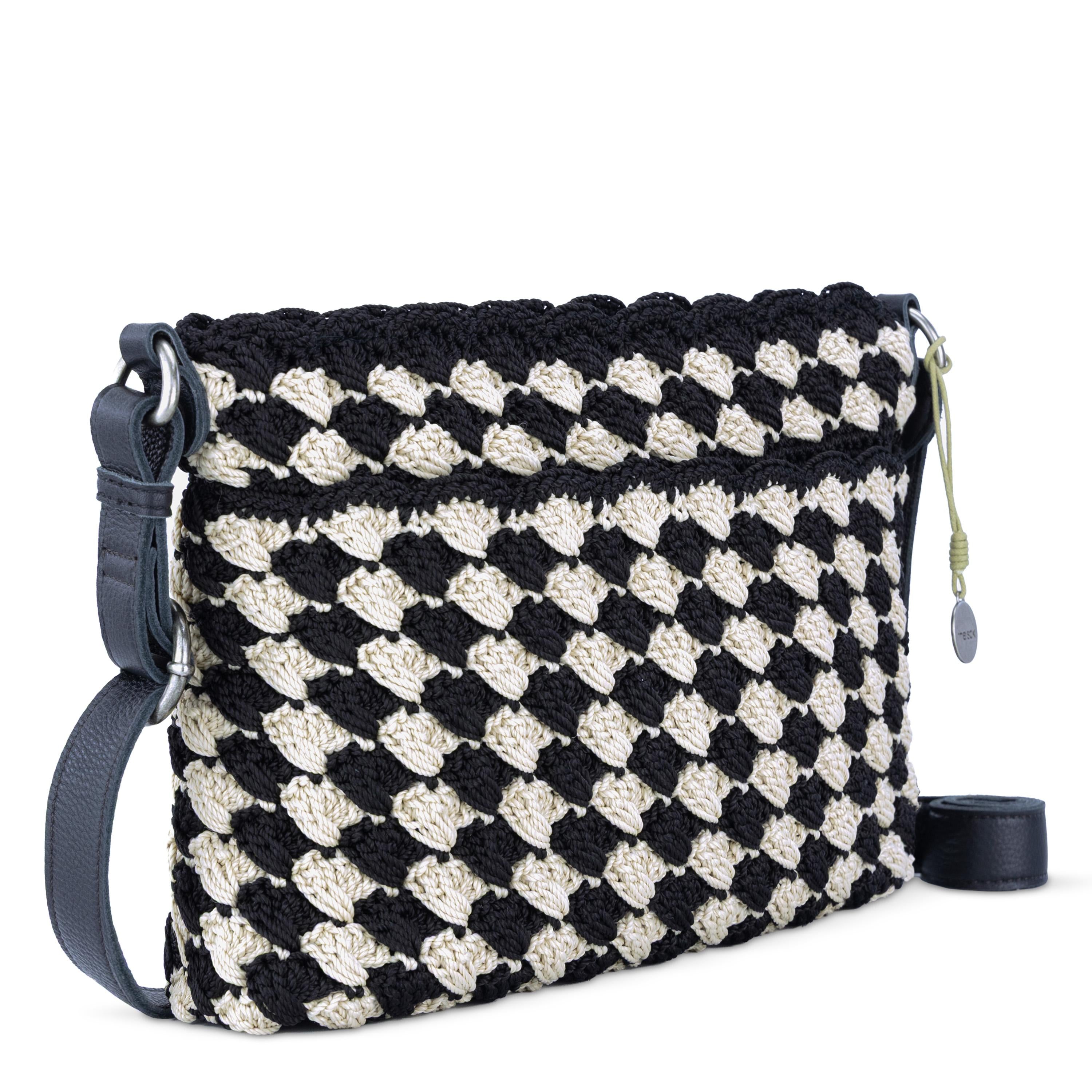 The Sak Melrose Crossbody - Hand Crochet - Black Ecru Shell