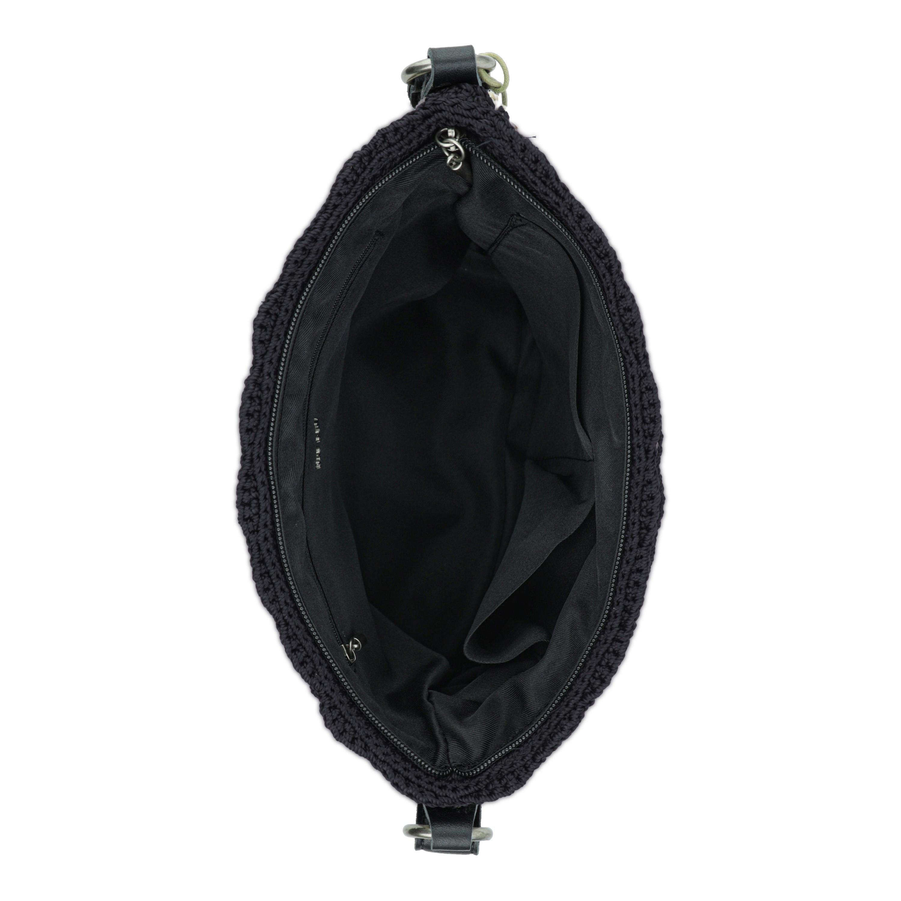 The Sak Melrose Crossbody - Hand Crochet - Black Ecru Shell