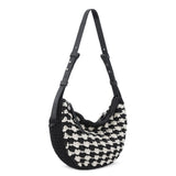 The Sak Tess Shoulder Bag - Hand Crochet - Black Ecru Shell