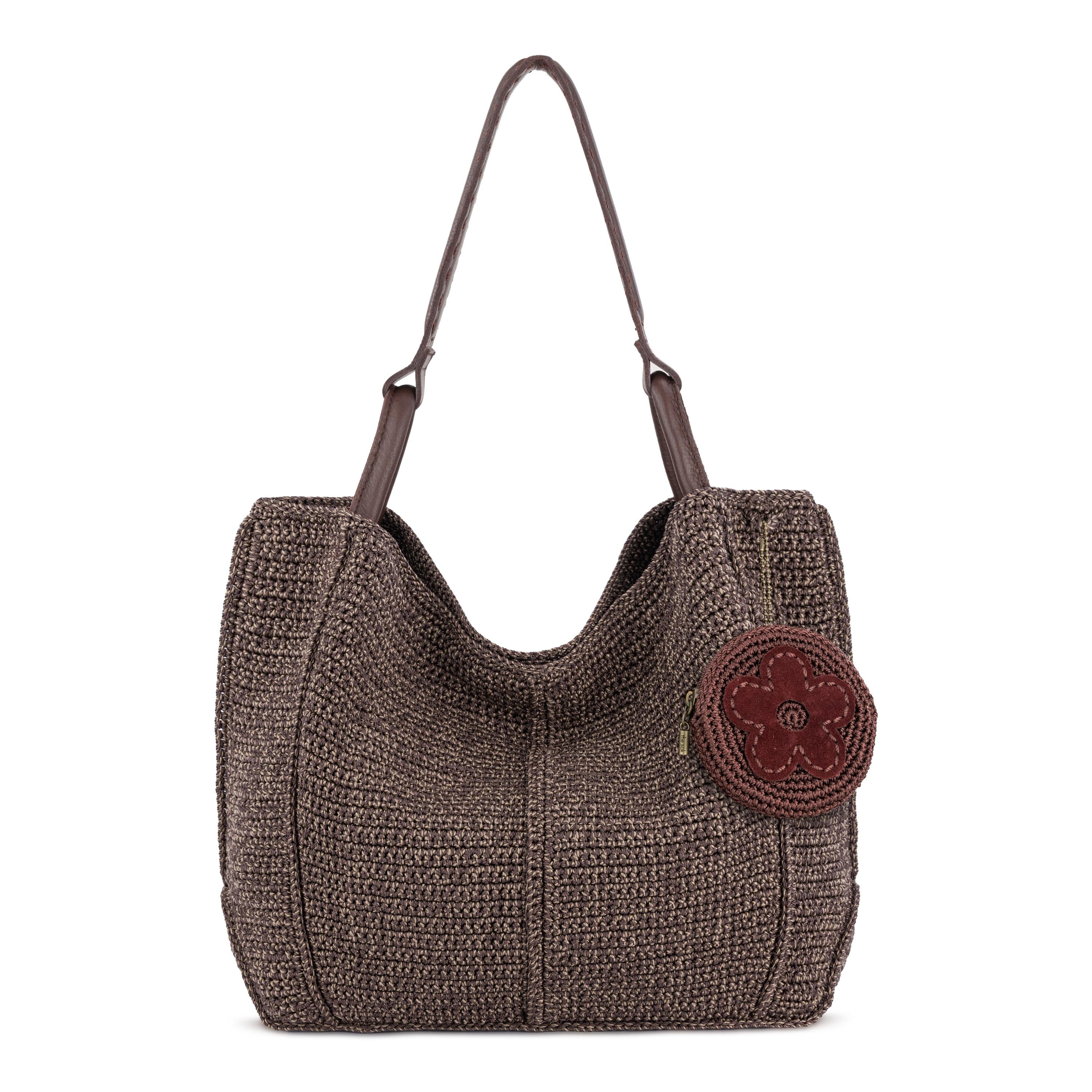 The Sak Circle Coin Pouch - Hand Crochet - Brown Mahogany Flower