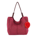 The Sak Los Feliz Large Tote - Hand Crochet - Black Cherry Static