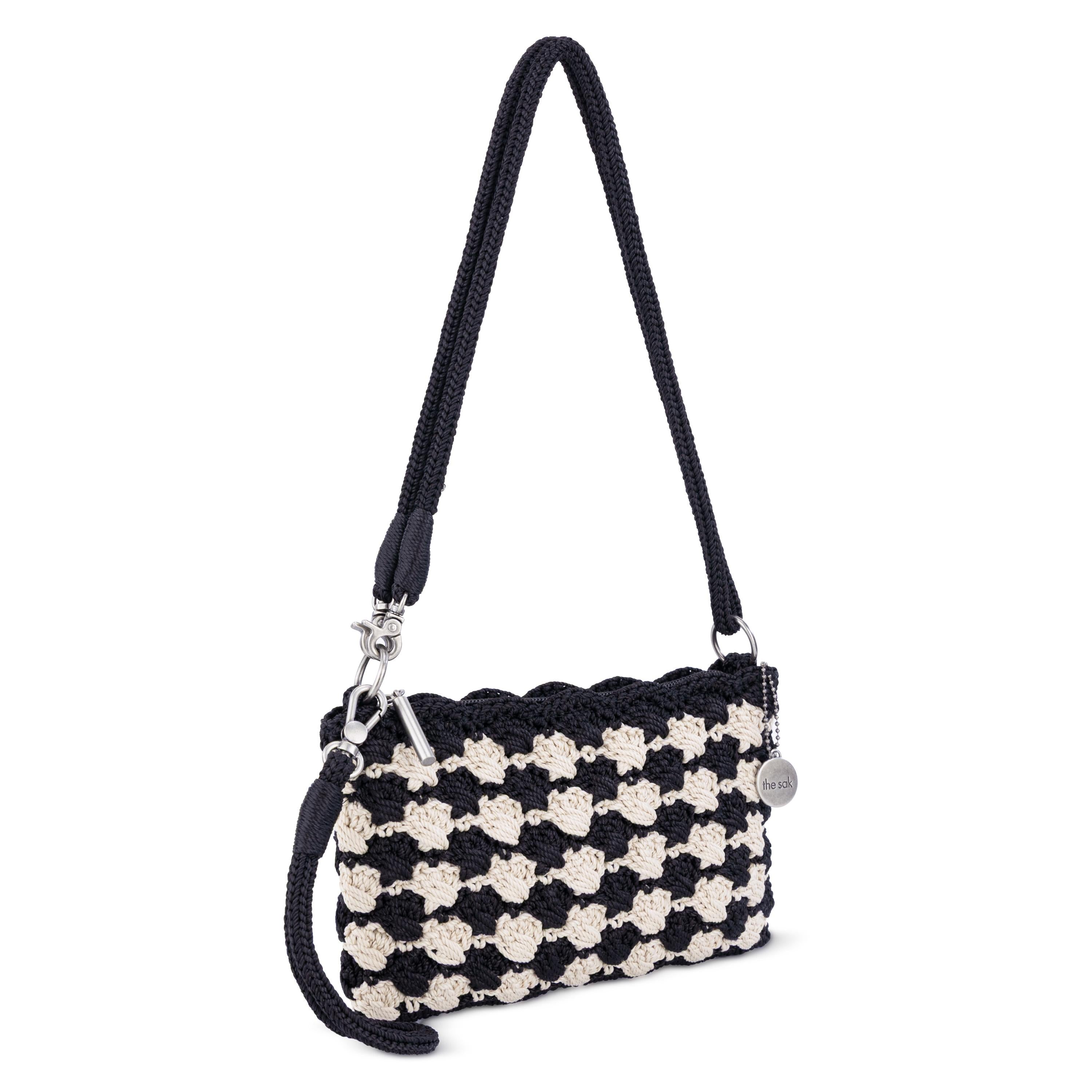 The Sak Vita Convertible Wristlet - Hand Crochet - Black Ecru Shell