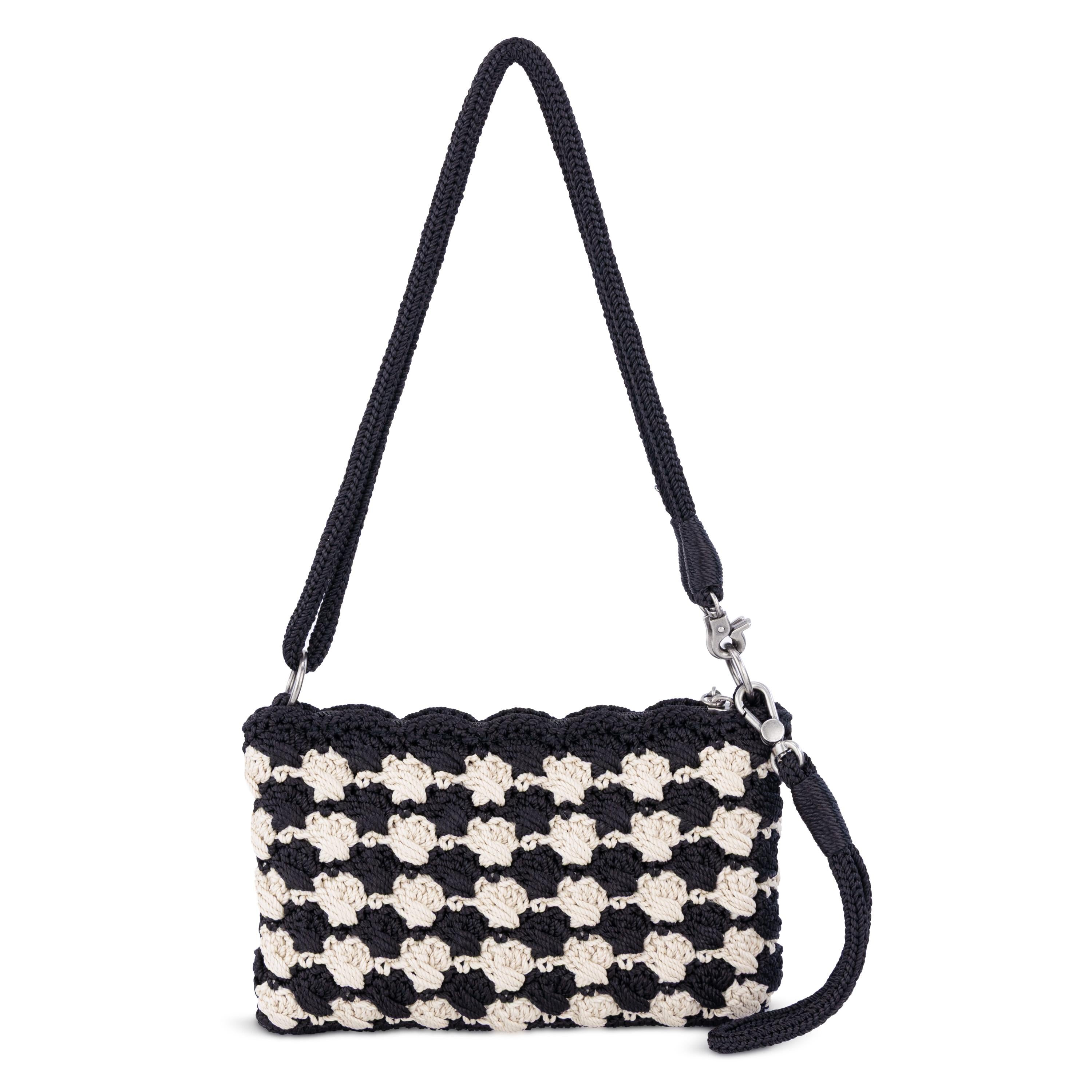 The Sak Vita Convertible Wristlet - Hand Crochet - Black Ecru Shell