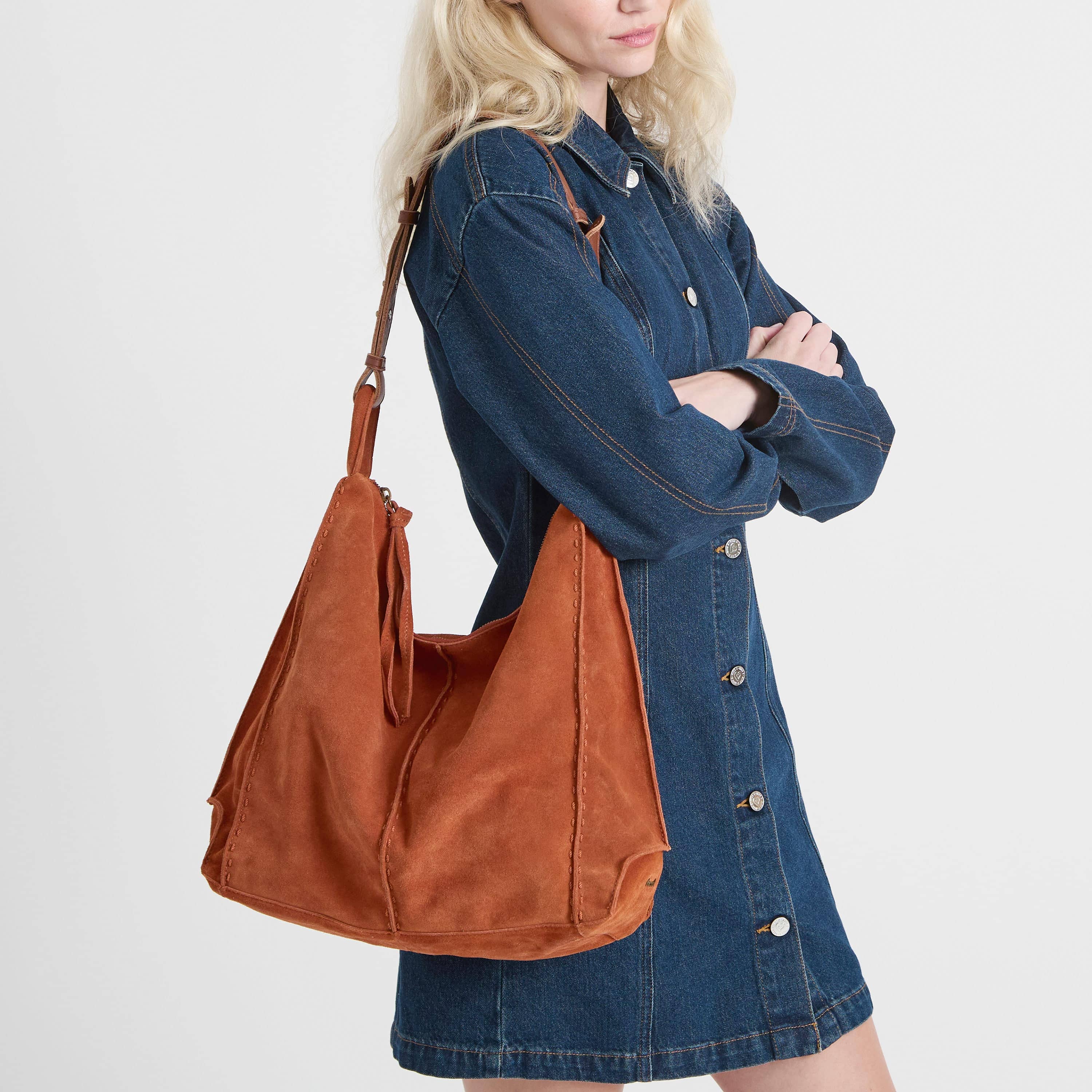 The Sak Los Feliz Bucket Hobo - Leather - Persimmon Suede