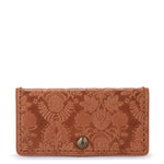 The Sak Mira Large Wallet - Leather - Tobacco Floral Embossed