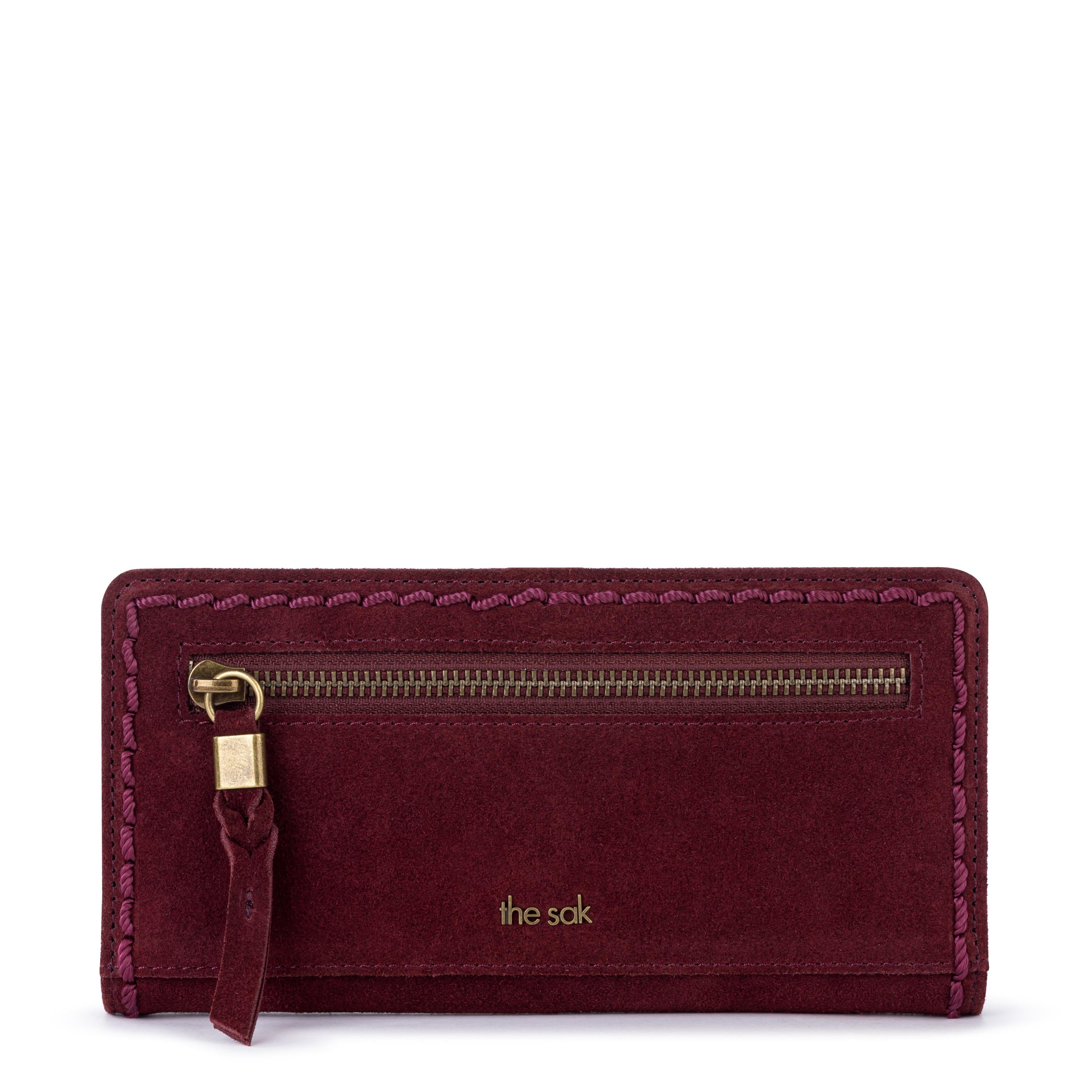 The Sak Mira Large Wallet - Leather - Black Cherry Suede