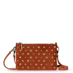 The Sak Vita Convertible Wristlet - Leather - Persimmon Suede Gold Stud