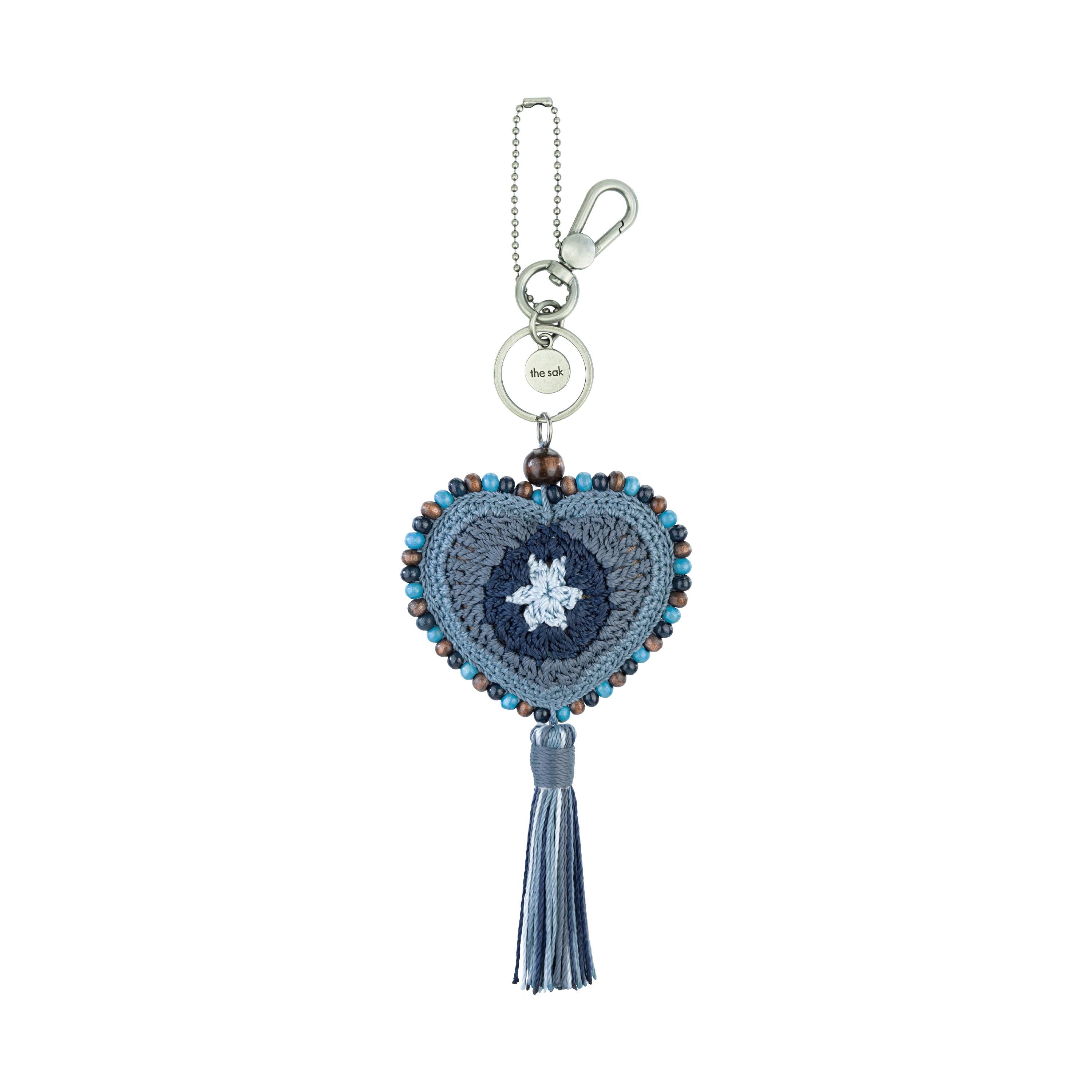 The Sak Yarnicharmz Dangle - Hand Crochet - Maritime Patch Heart