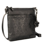 Sakroots Banyan Basic Crossbody - Vegan Leather - Black Floral Embossed