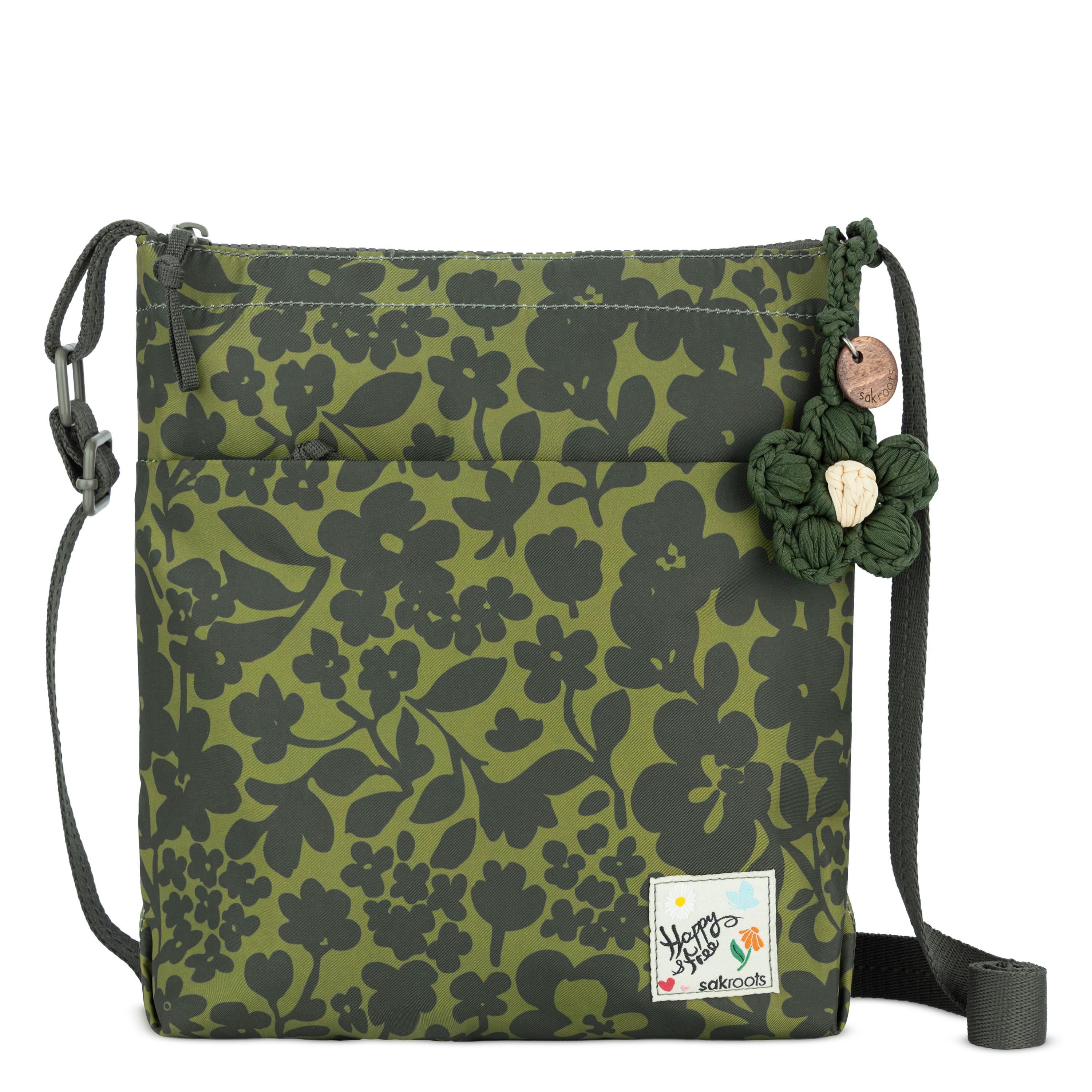 Sakroots Banyan Basic Crossbody - EcoTwill - Olive Shadow Floral