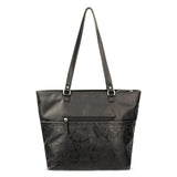 Sakroots Banyan Shoulder Tote - EcoTwill - Black Floral Embossed