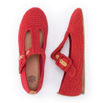 The Sak Leland T Strap Ballet Flat - Hand Crochet - Scarlet